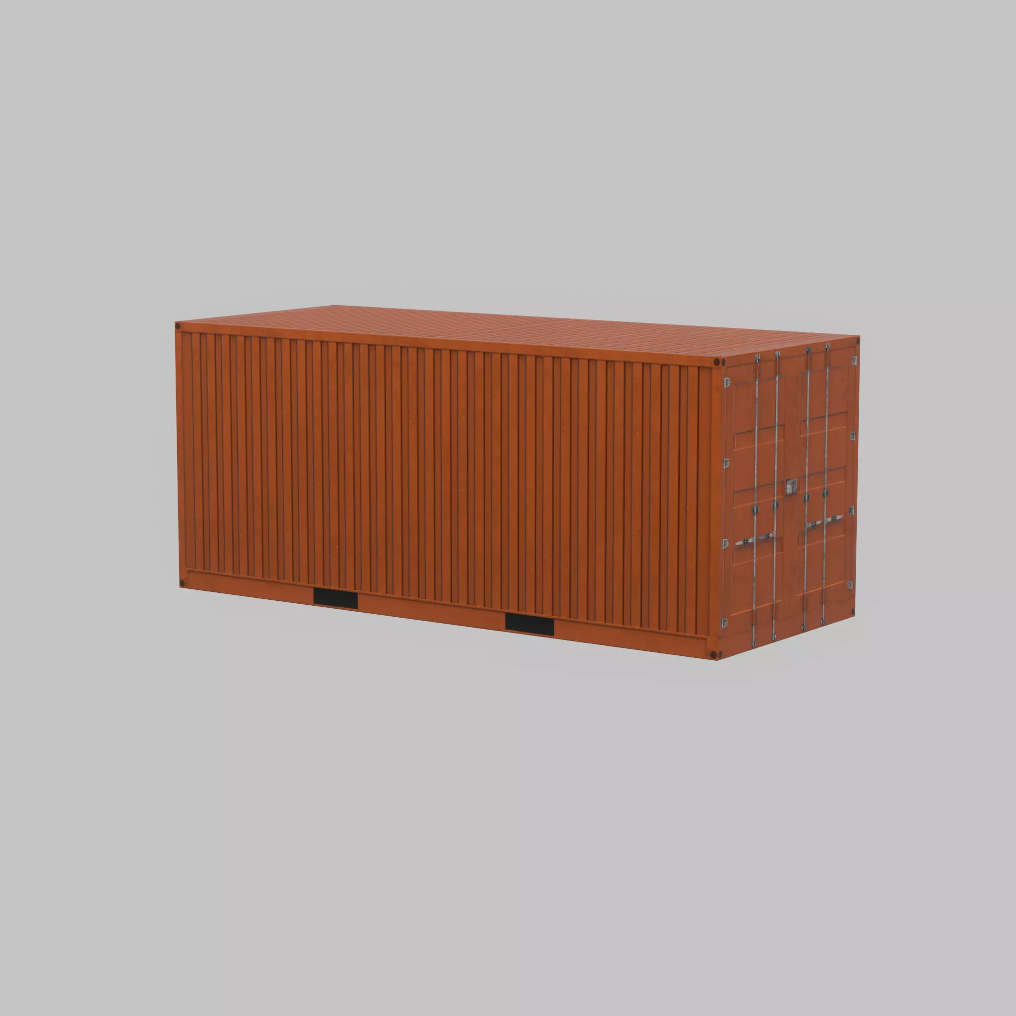 20ft Shipping Container signal orange  Low-poly 3D model_30