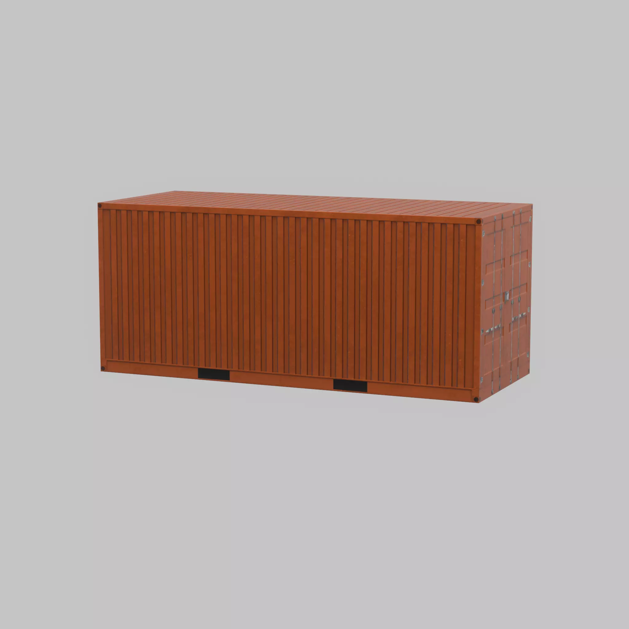 20ft Shipping Container signal orange  Low-poly 3D model_51