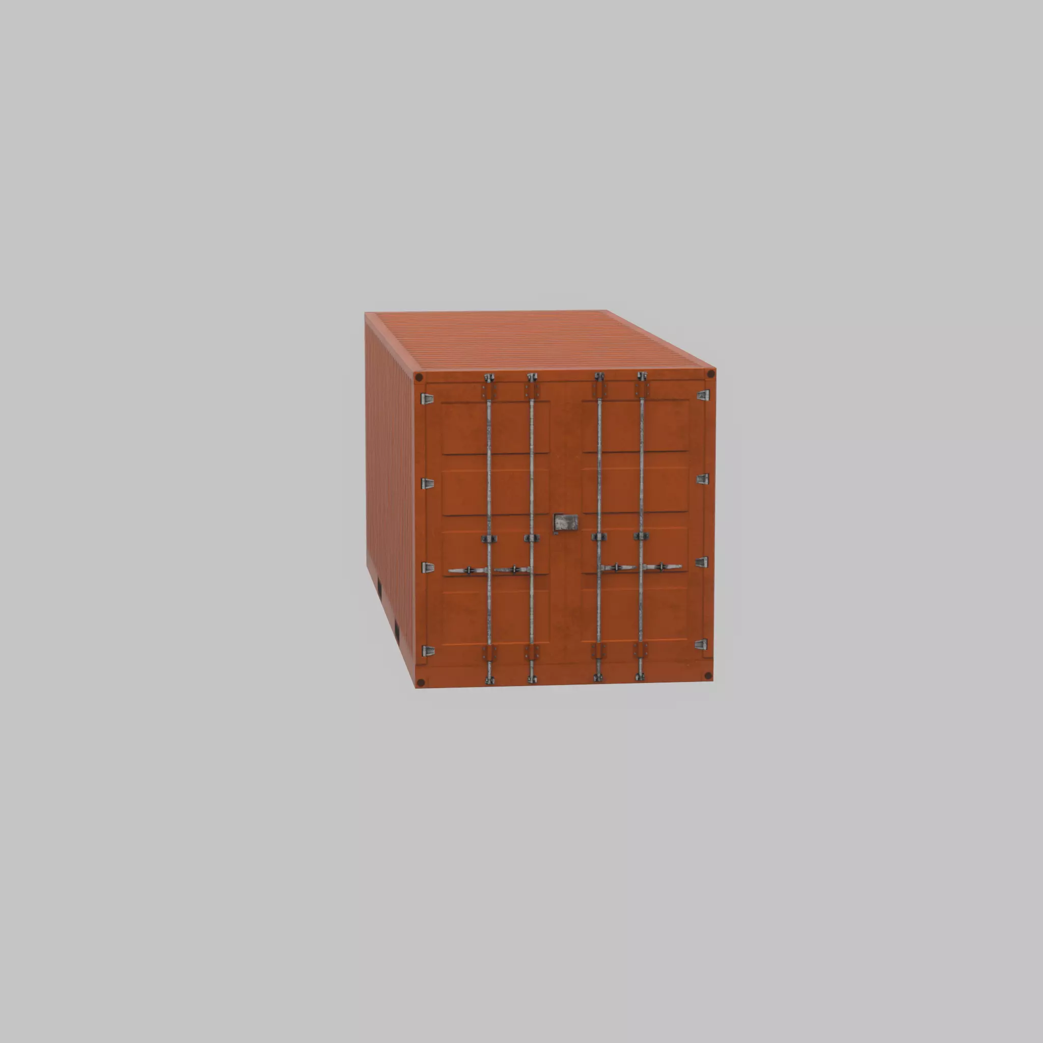20ft Shipping Container signal orange  Low-poly 3D model_27