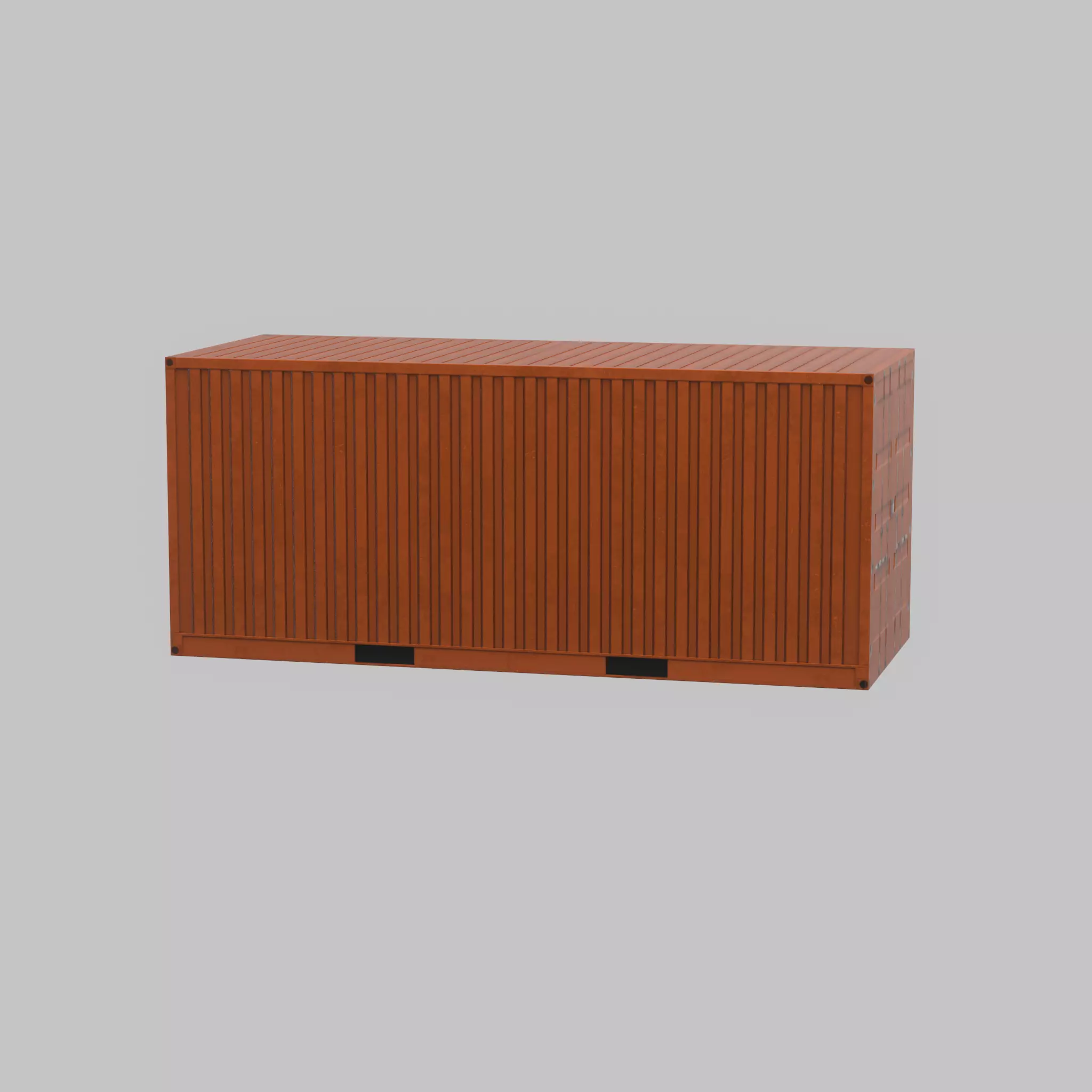 20ft Shipping Container signal orange  Low-poly 3D model_48