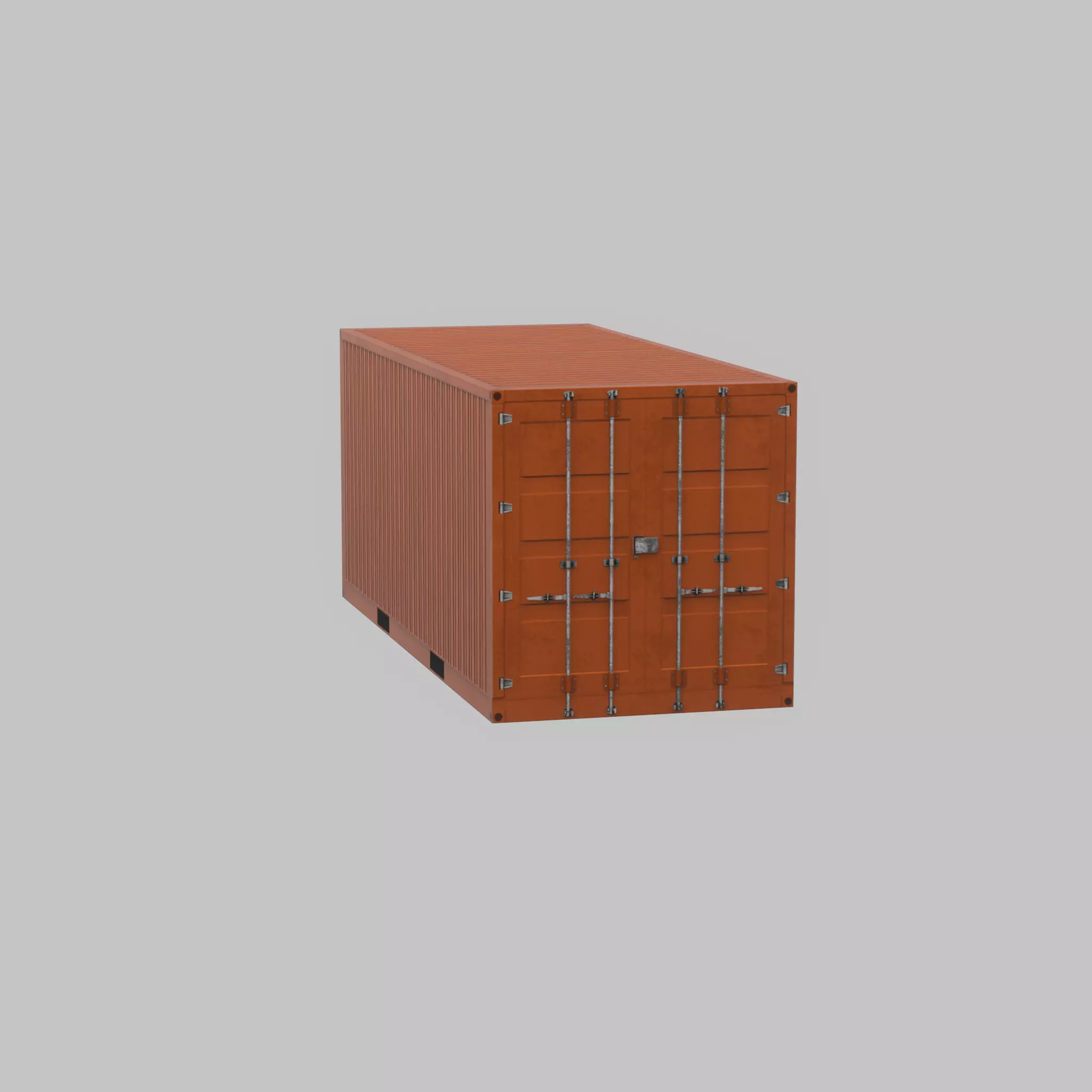 20ft Shipping Container signal orange  Low-poly 3D model_22