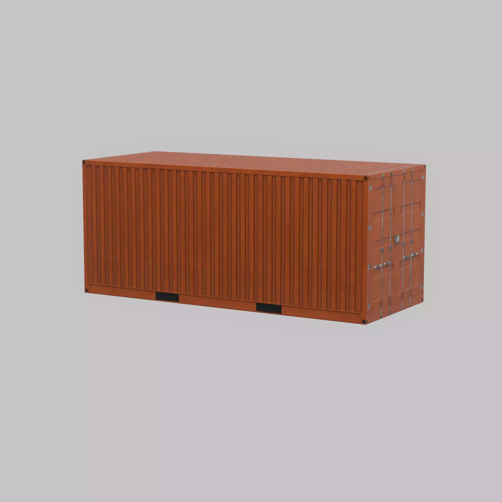 20ft Shipping Container signal orange  Low-poly 3D model_66