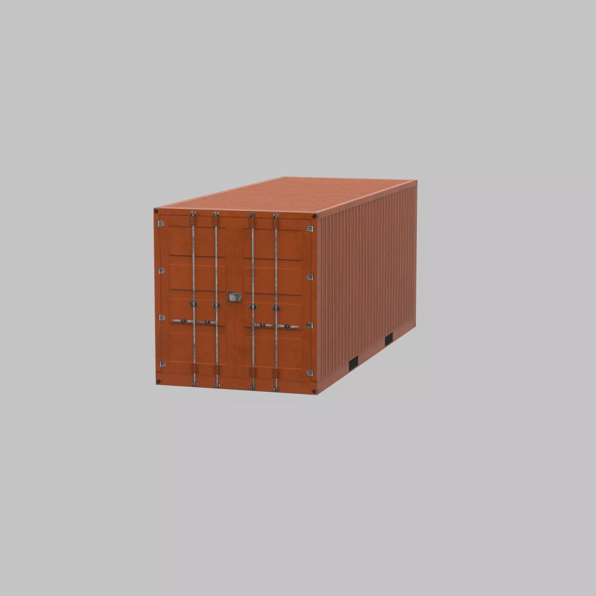 20ft Shipping Container signal orange  Low-poly 3D model_29