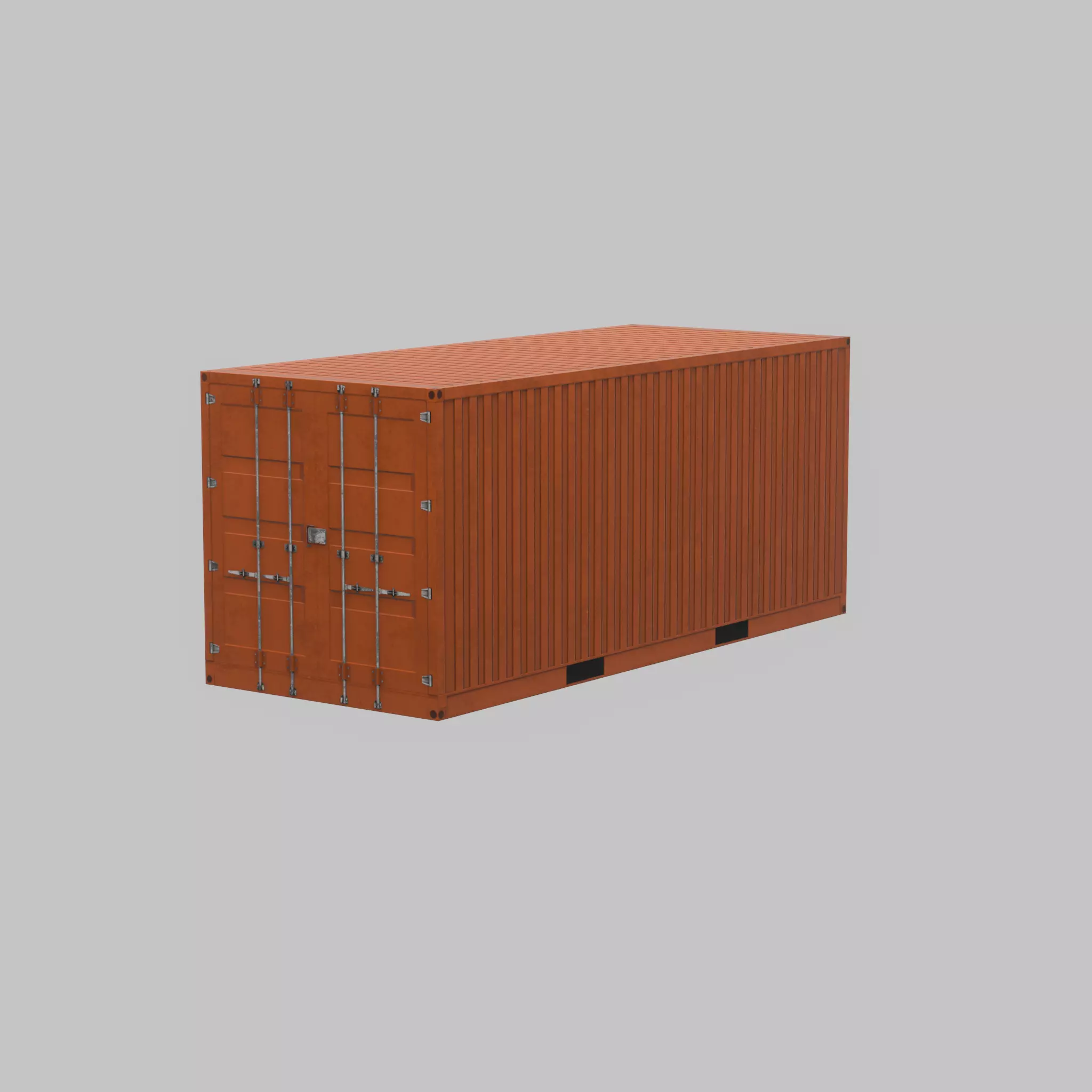 20ft Shipping Container signal orange  Low-poly 3D model_36