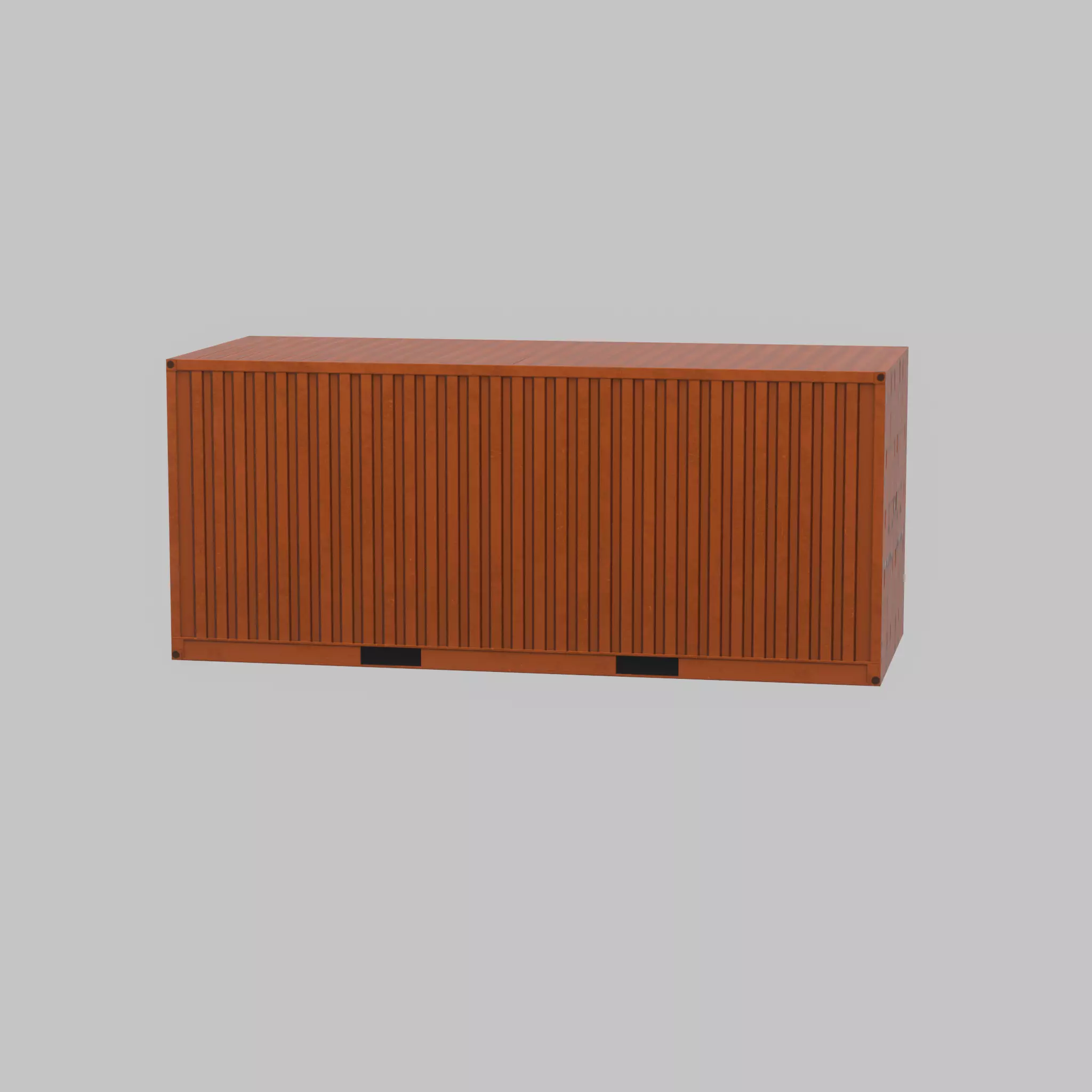 20ft Shipping Container signal orange  Low-poly 3D model_26