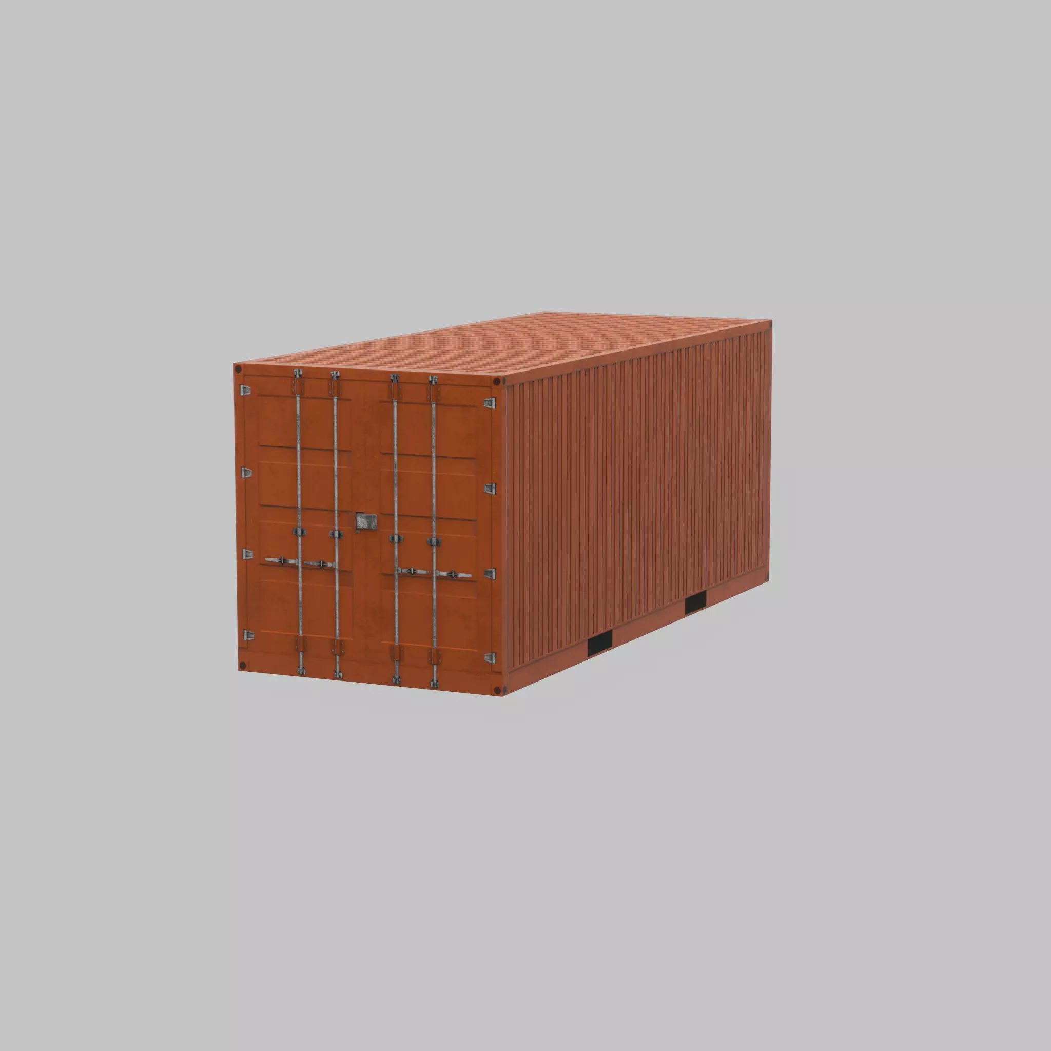 20ft Shipping Container signal orange  Low-poly 3D model_57