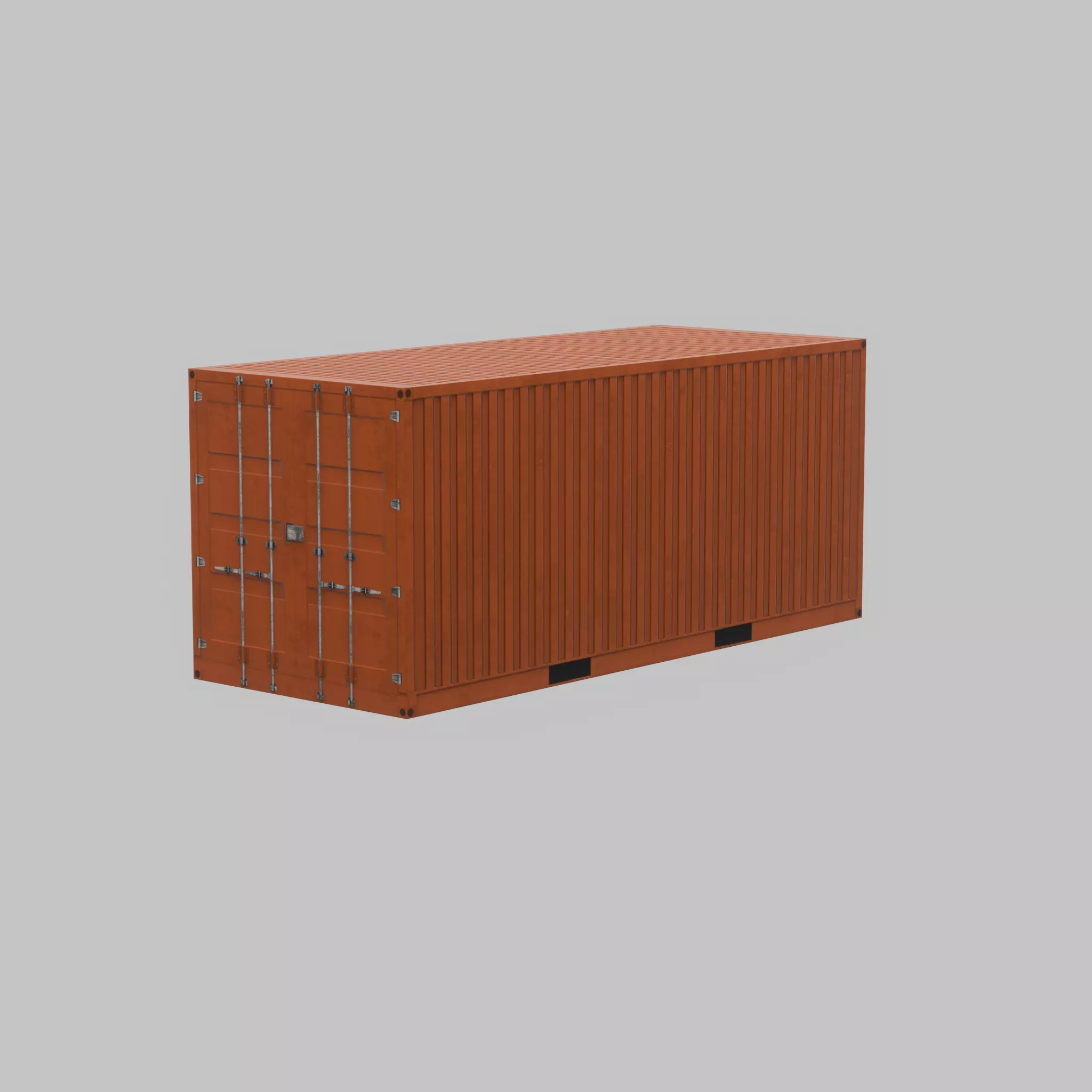 20ft Shipping Container signal orange  Low-poly 3D model_70