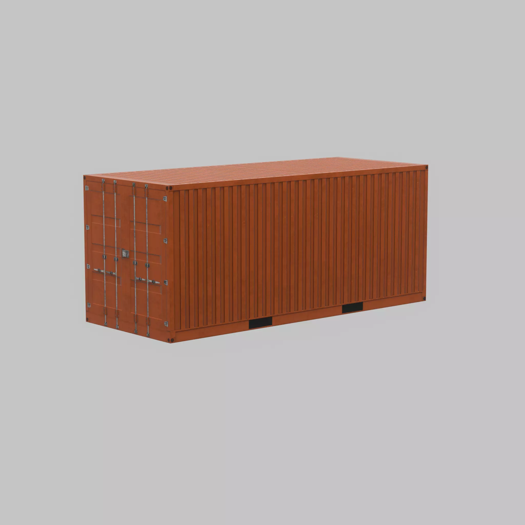 20ft Shipping Container signal orange  Low-poly 3D model_56