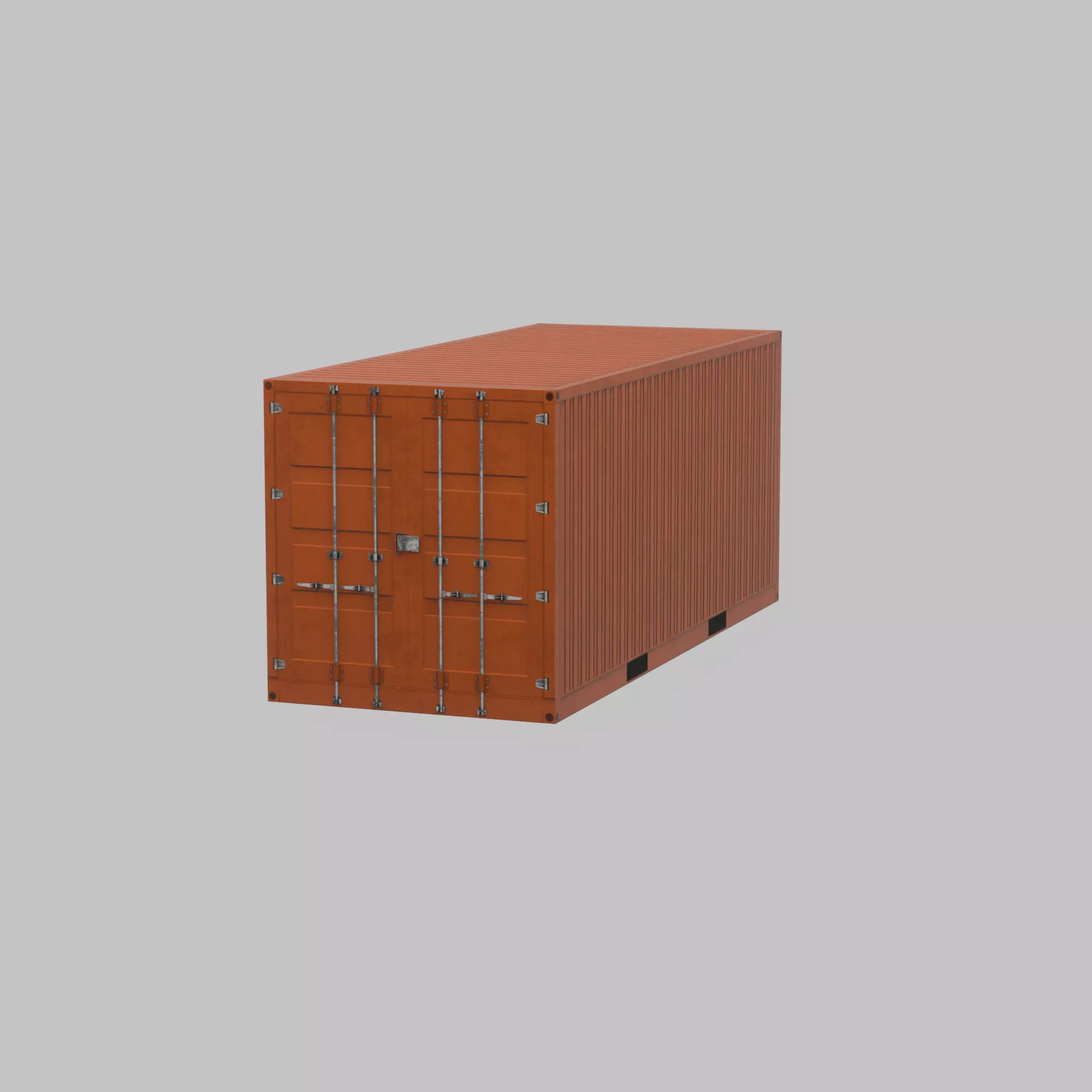 20ft Shipping Container signal orange  Low-poly 3D model_34