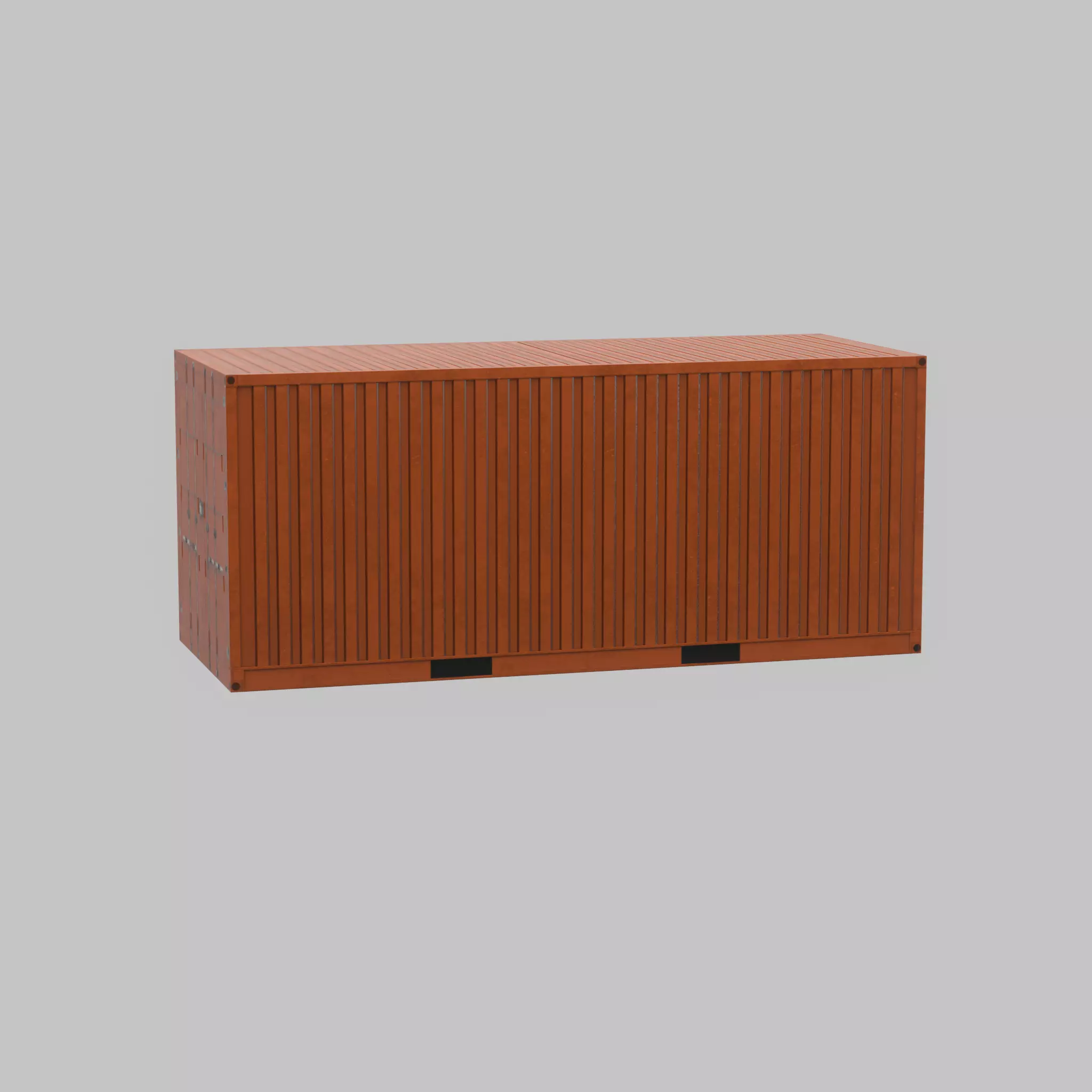 20ft Shipping Container signal orange  Low-poly 3D model_64