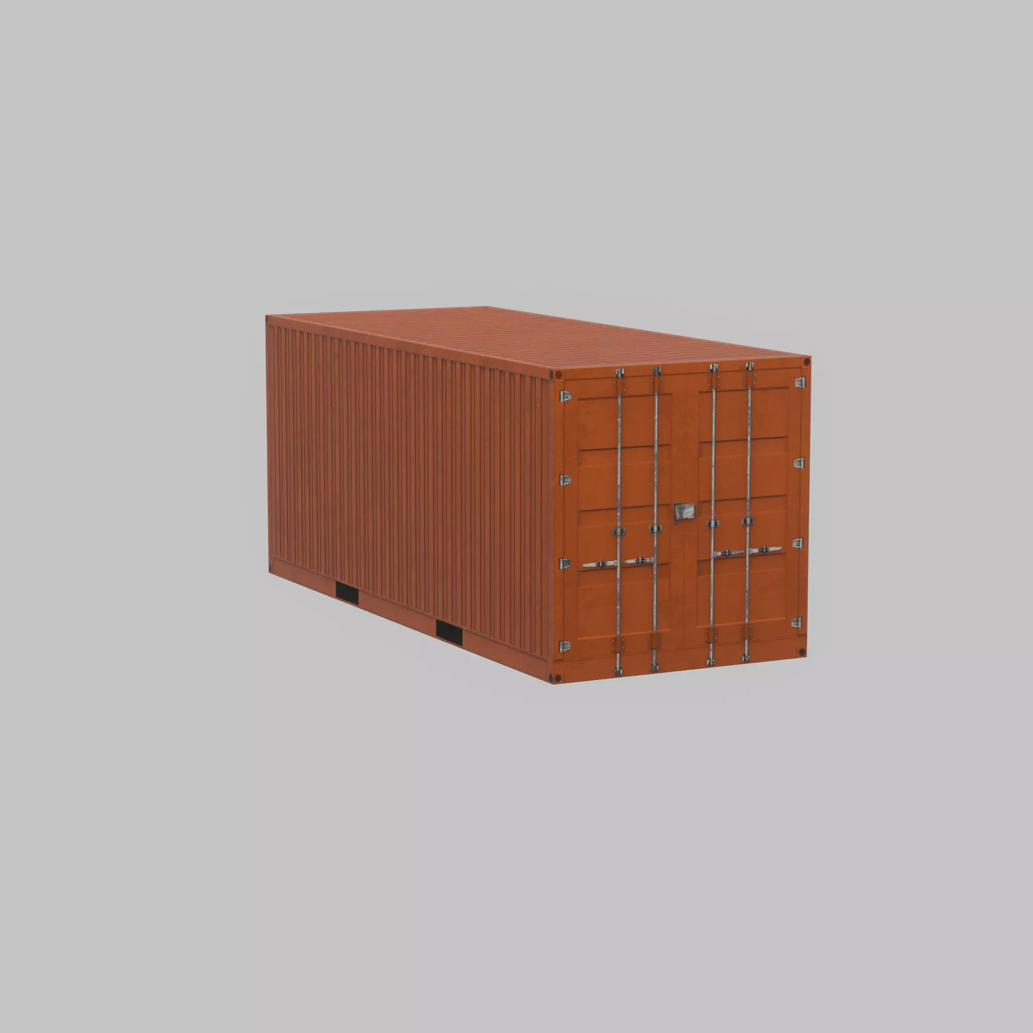 20ft Shipping Container signal orange  Low-poly 3D model_43