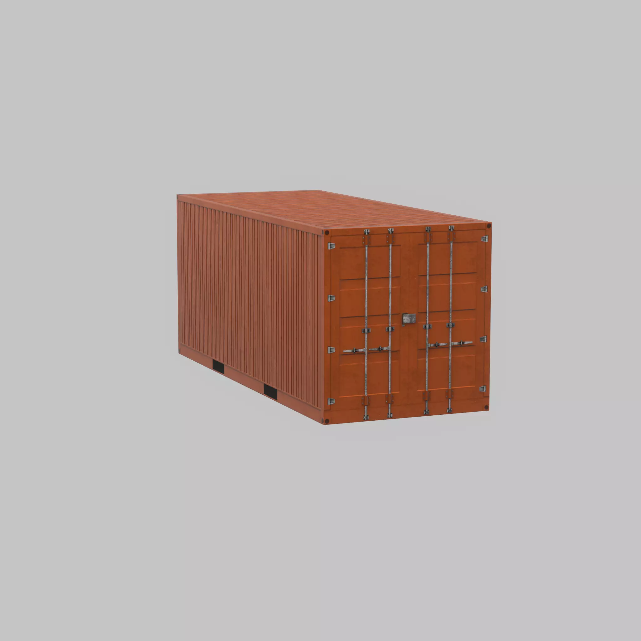 20ft Shipping Container signal orange  Low-poly 3D model_39