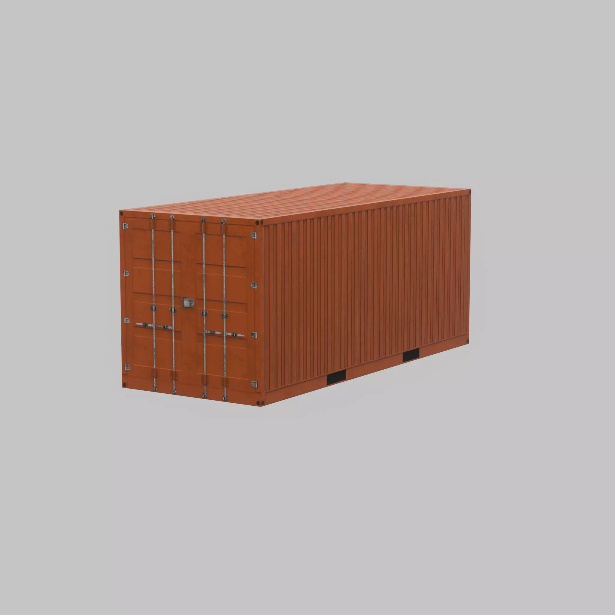 20ft Shipping Container signal orange  Low-poly 3D model_33