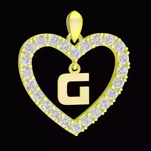 Heart Shaped Diamond Letter G Pendant for Women 68g