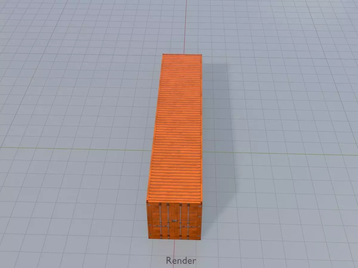 Warehouse-Container signal orange 40ft Low-poly 3D model_15