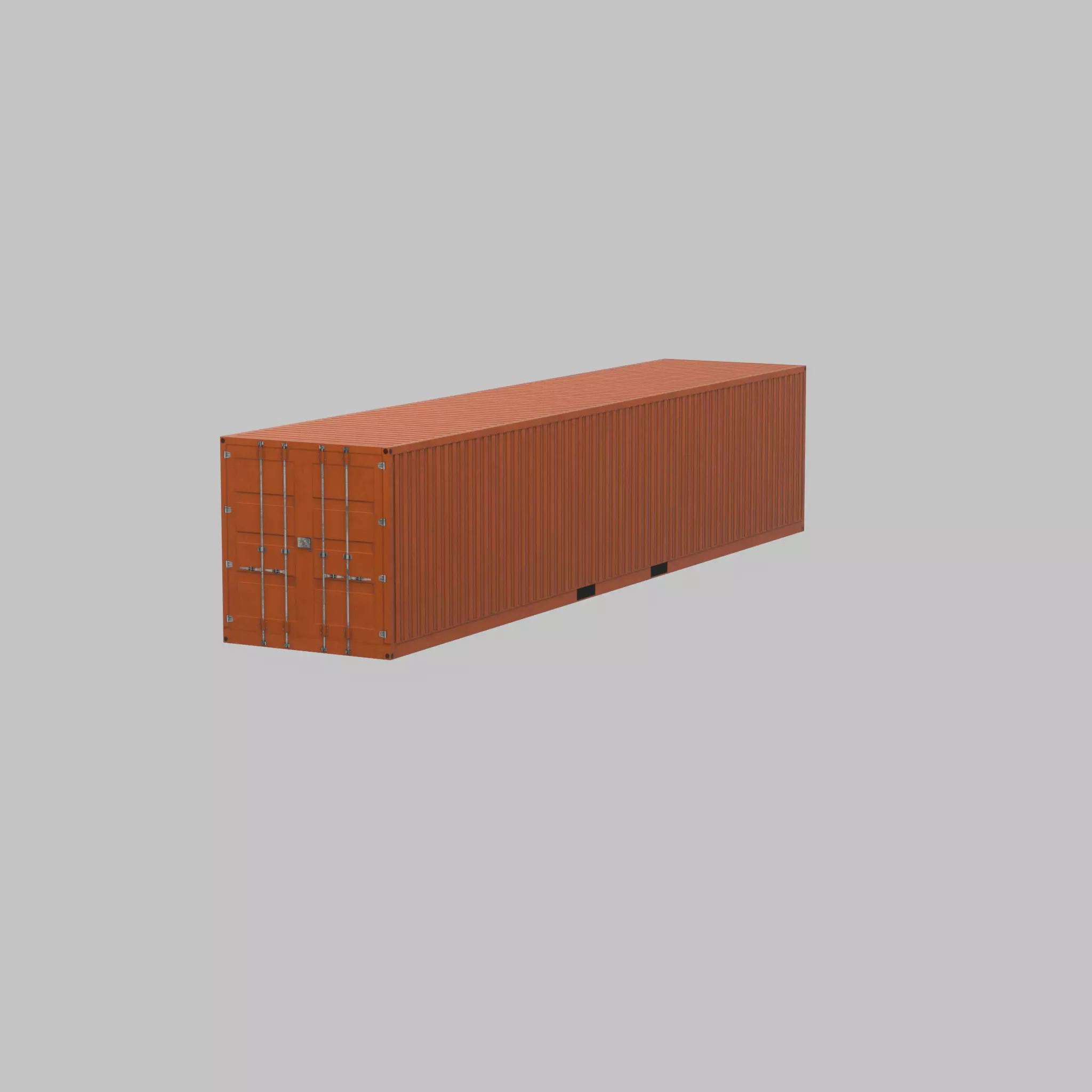 Warehouse-Container signal orange 40ft Low-poly 3D model_29
