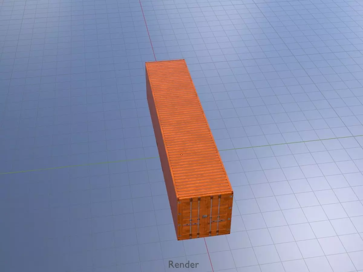 Warehouse-Container signal orange 40ft Low-poly 3D model_19
