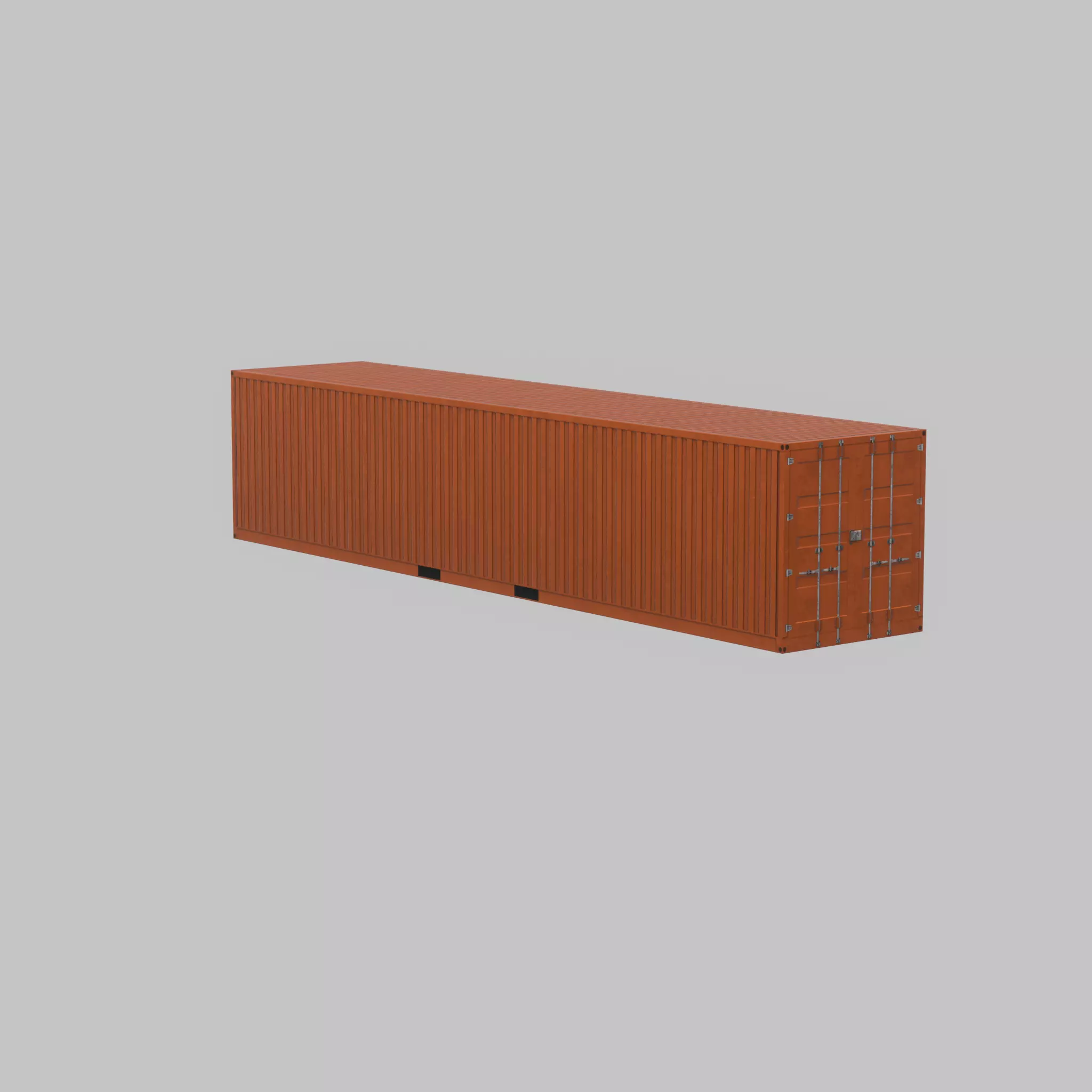 Warehouse-Container signal orange 40ft Low-poly 3D model_45