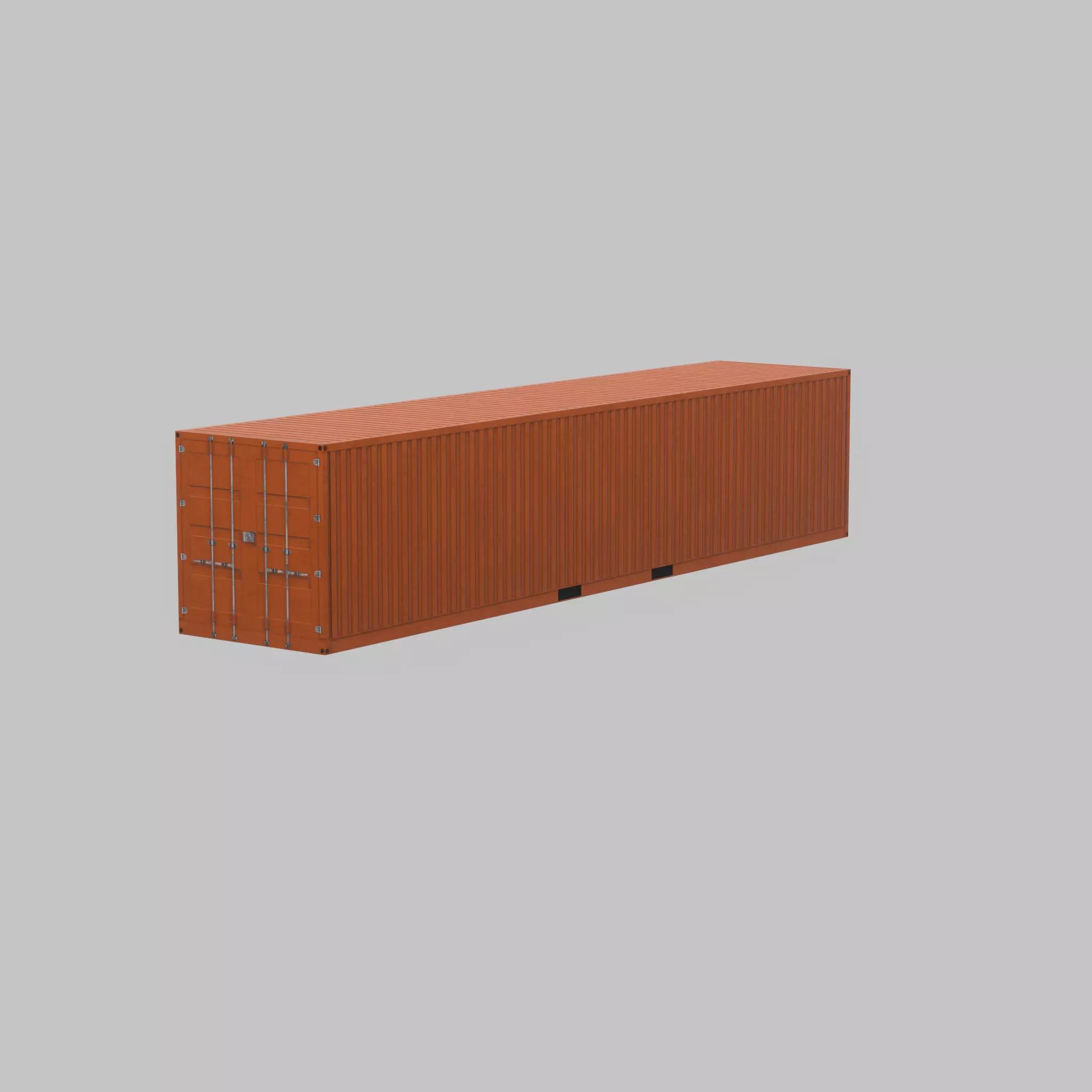 Warehouse-Container signal orange 40ft Low-poly 3D model_30