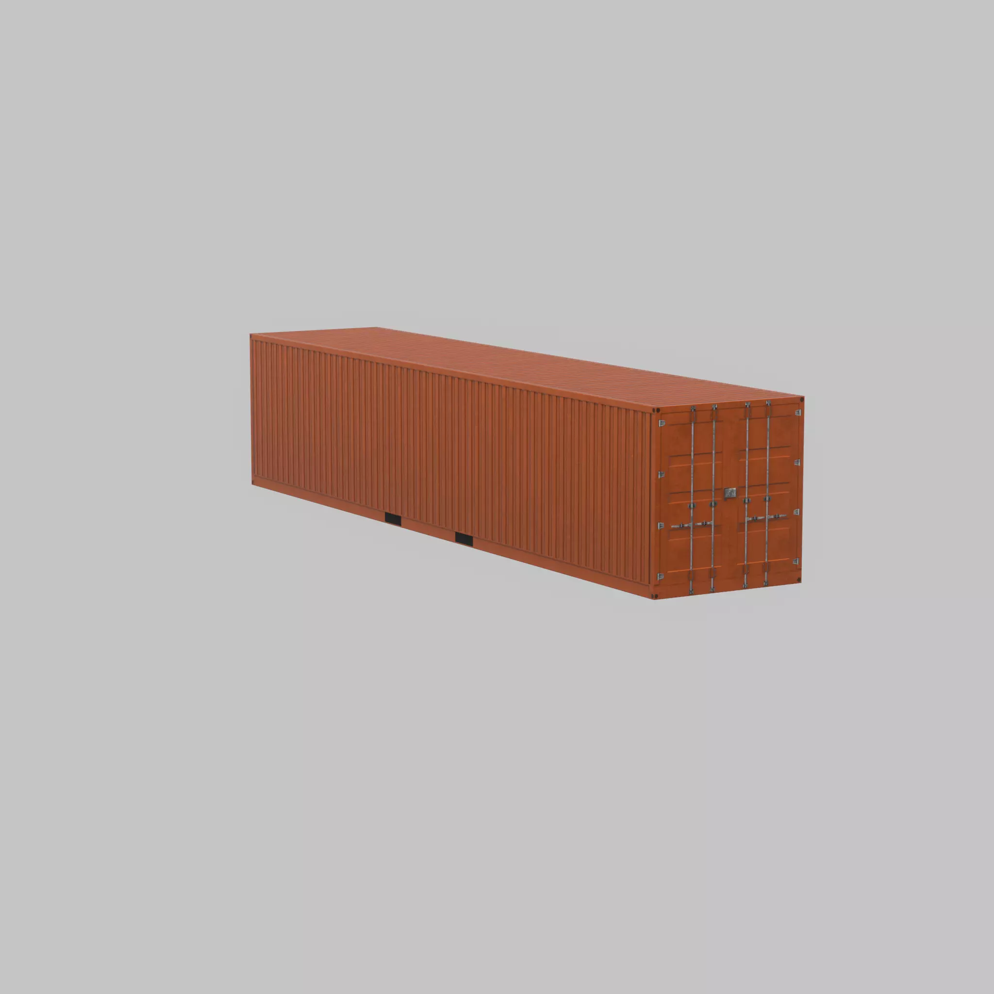 Warehouse-Container signal orange 40ft Low-poly 3D model_46