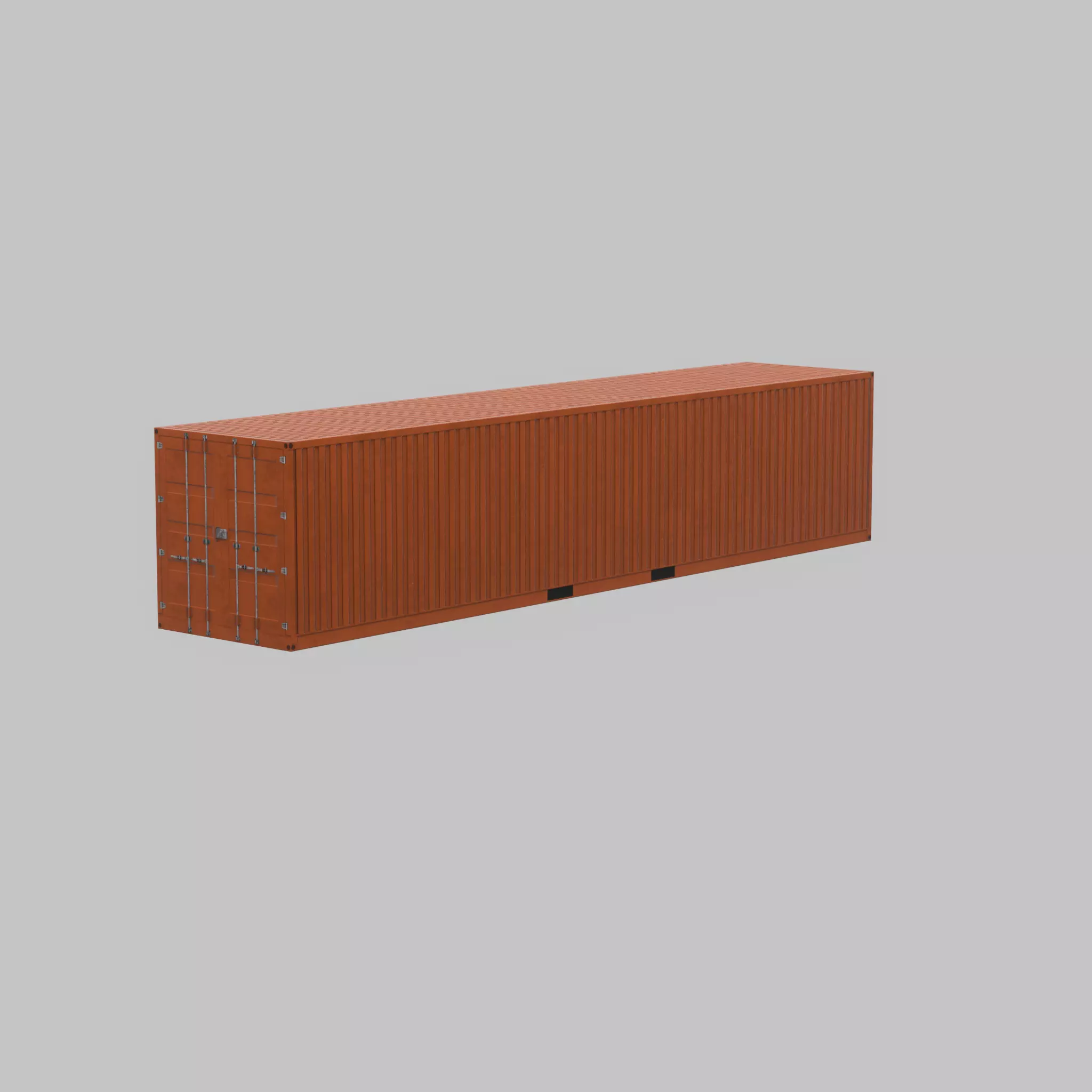 Warehouse-Container signal orange 40ft Low-poly 3D model_56