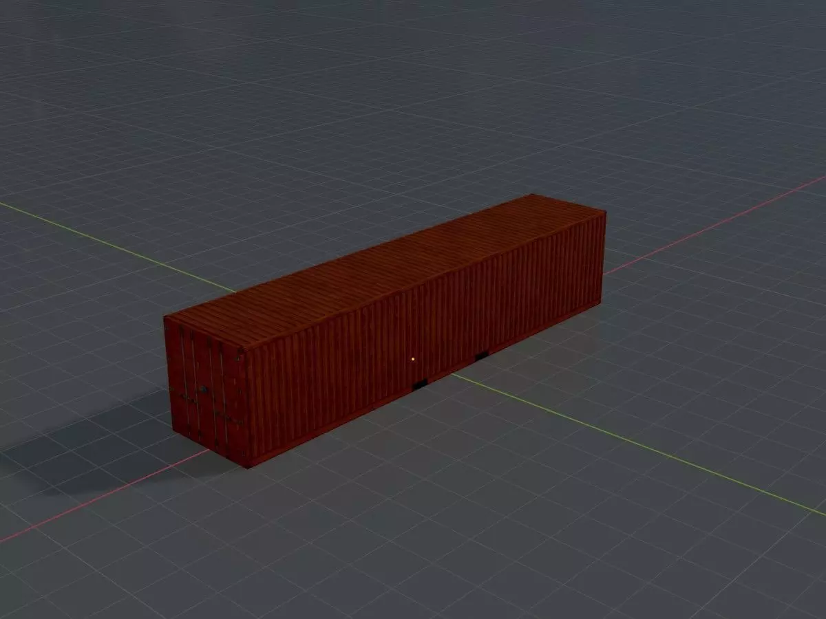 Warehouse-Container signal orange 40ft Low-poly 3D model_5