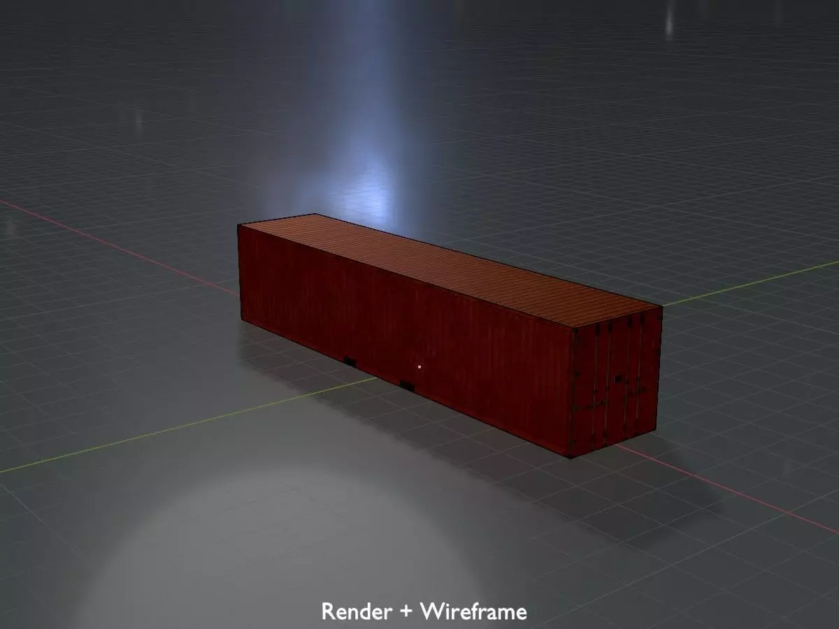 Warehouse-Container signal orange 40ft Low-poly 3D model_8