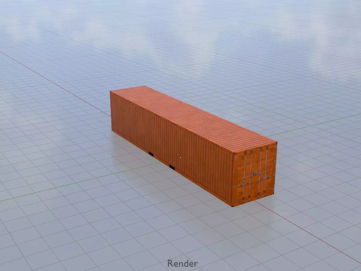 Warehouse-Container signal orange 40ft Low-poly 3D model_14