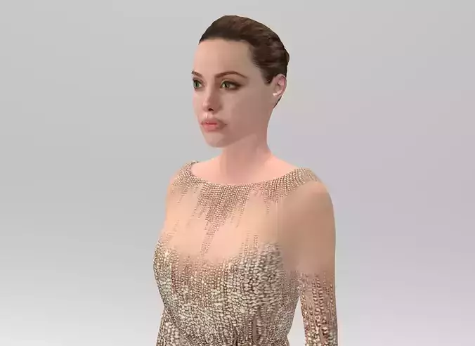 Angelina Jolie full figurine textured 3D print model