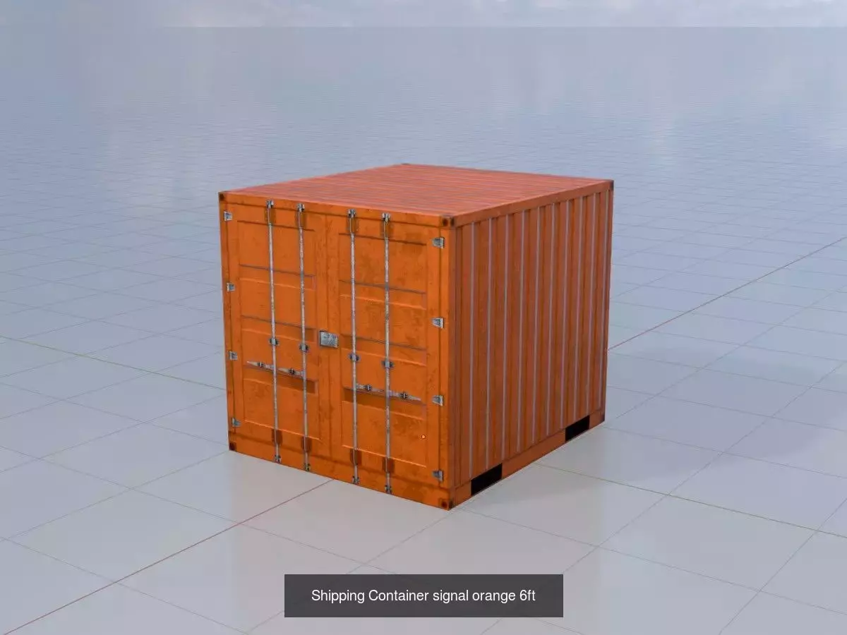 Warehouse-Container signal orange all Versions 3D Model Collection_7
