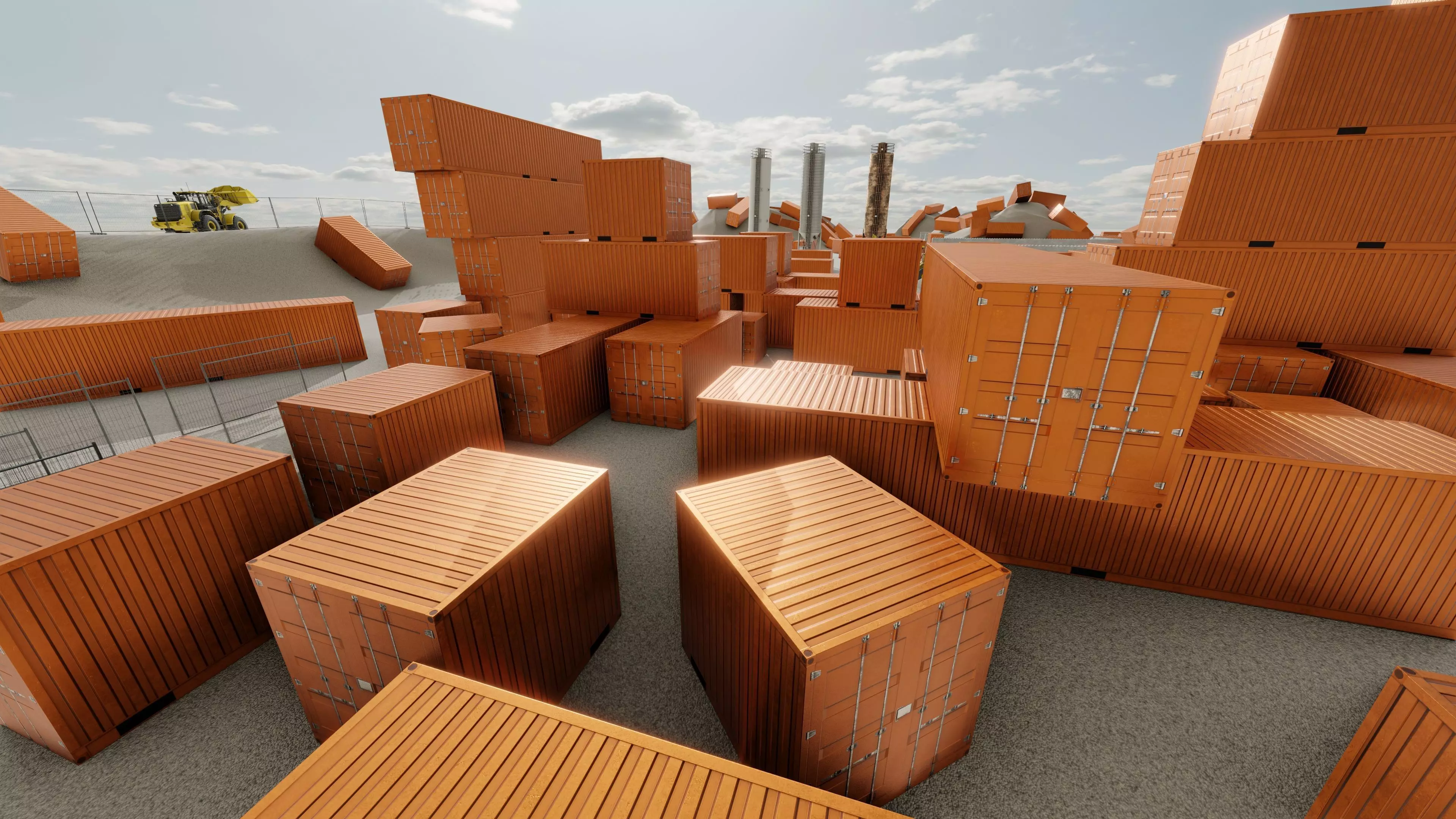 Warehouse-Container signal orange all Versions 3D Model Collection_0