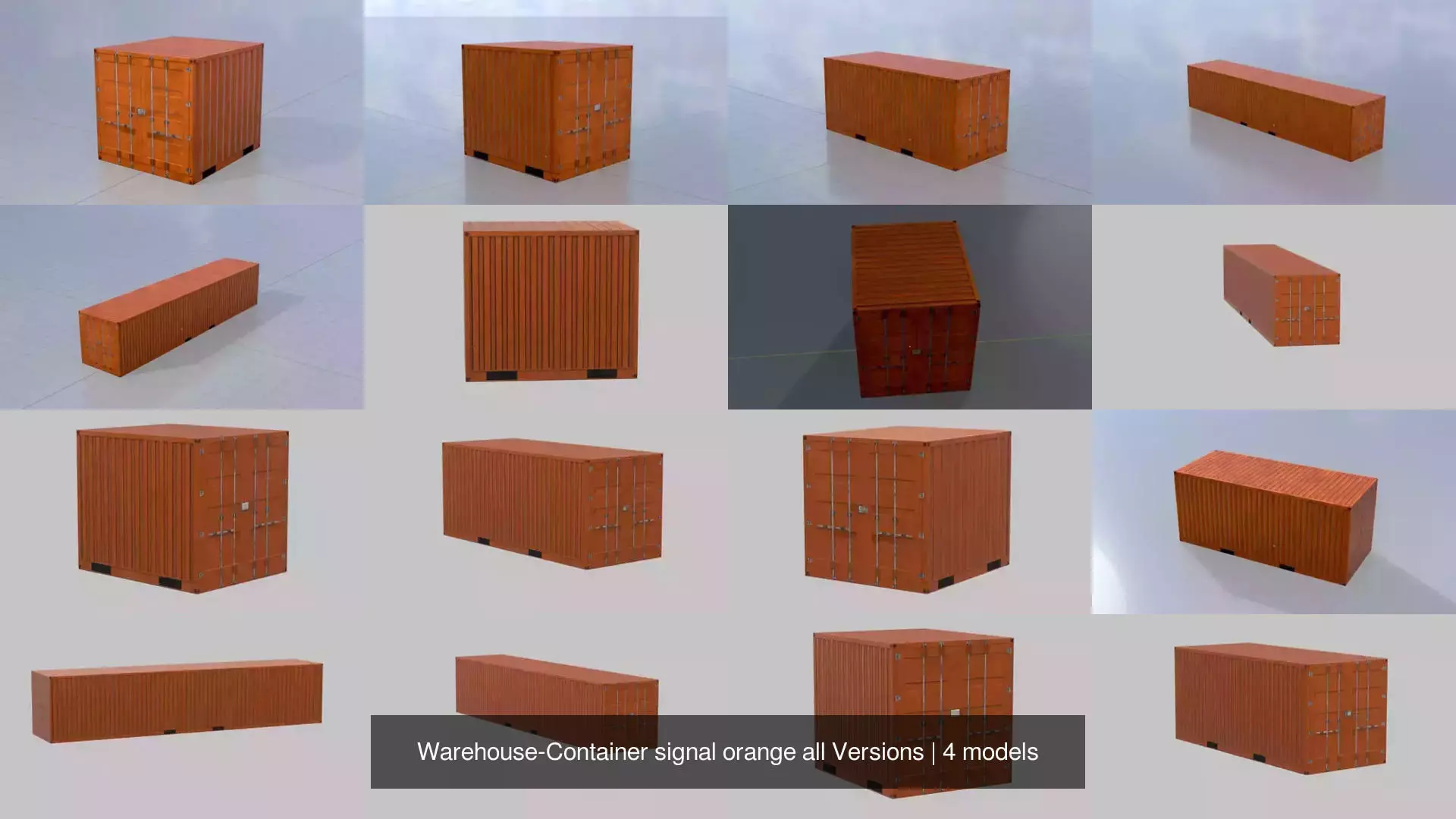 Warehouse-Container signal orange all Versions 3D Model Collection_6