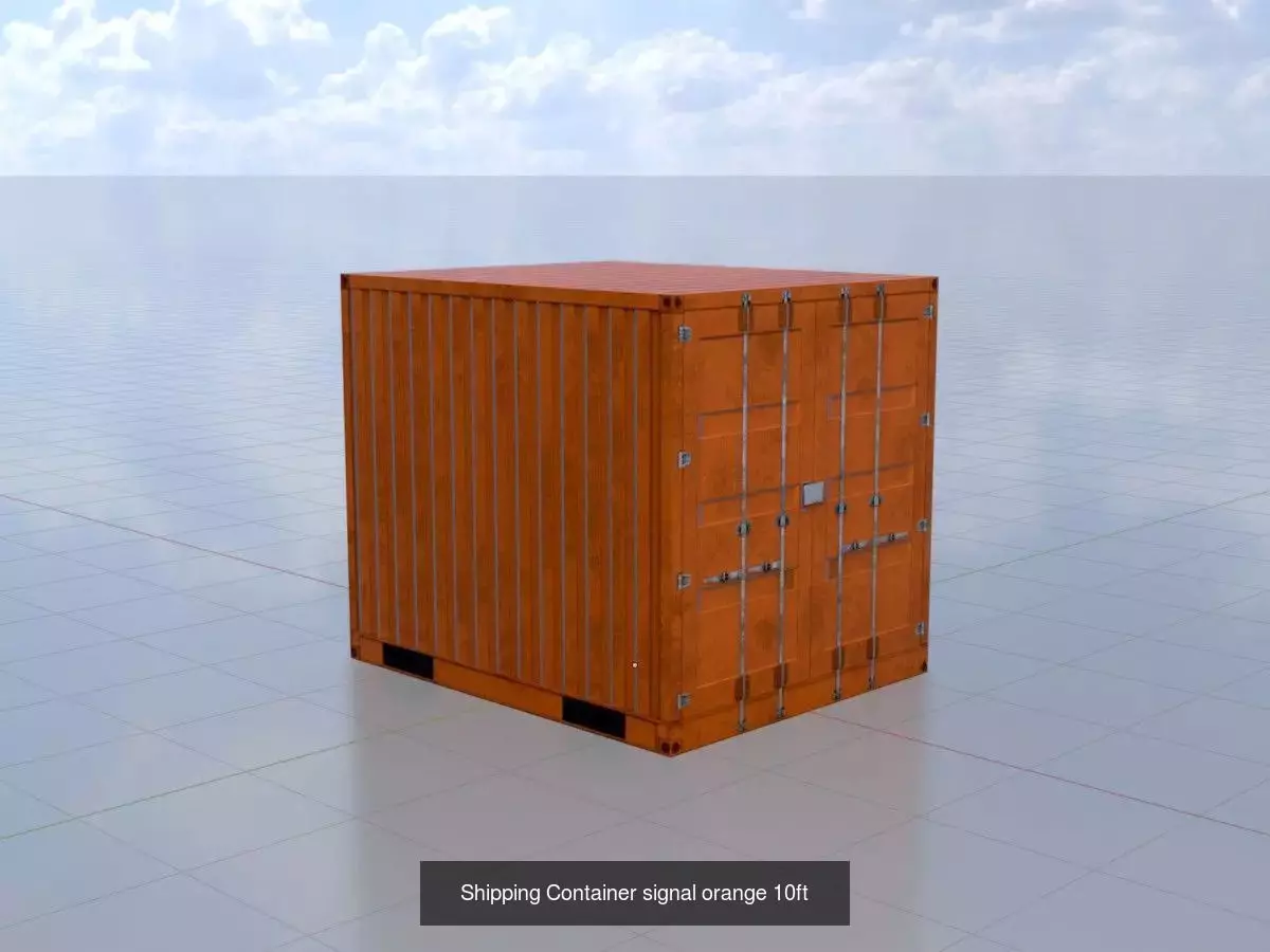 Warehouse-Container signal orange all Versions 3D Model Collection_8