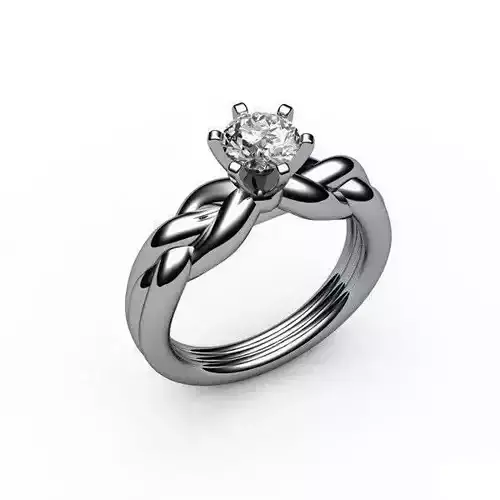 3D stl ring004 engagement ring with diamond in center