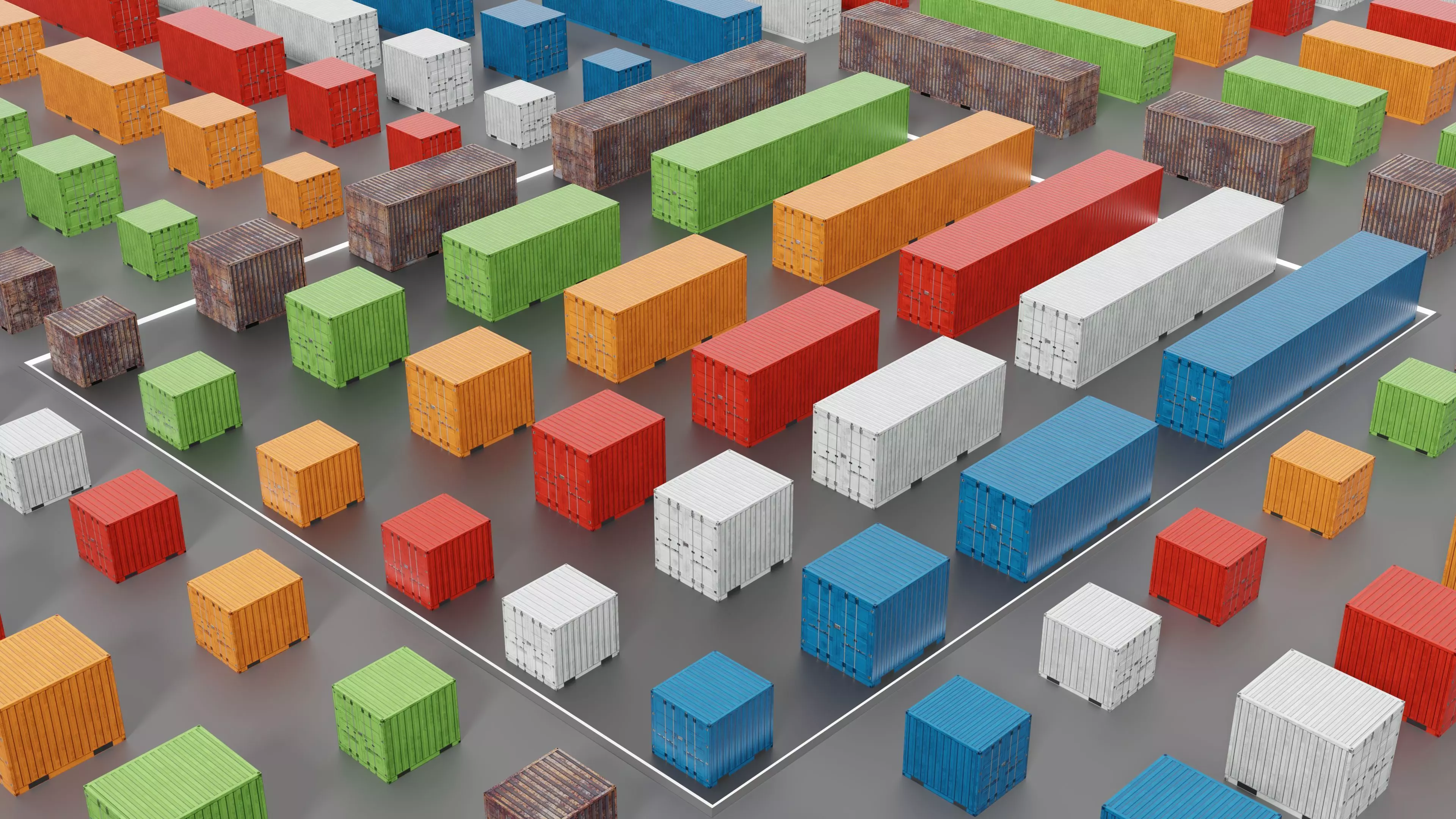 Low-Poly Shipping Container Modules all Versions 3D Model Collection_33