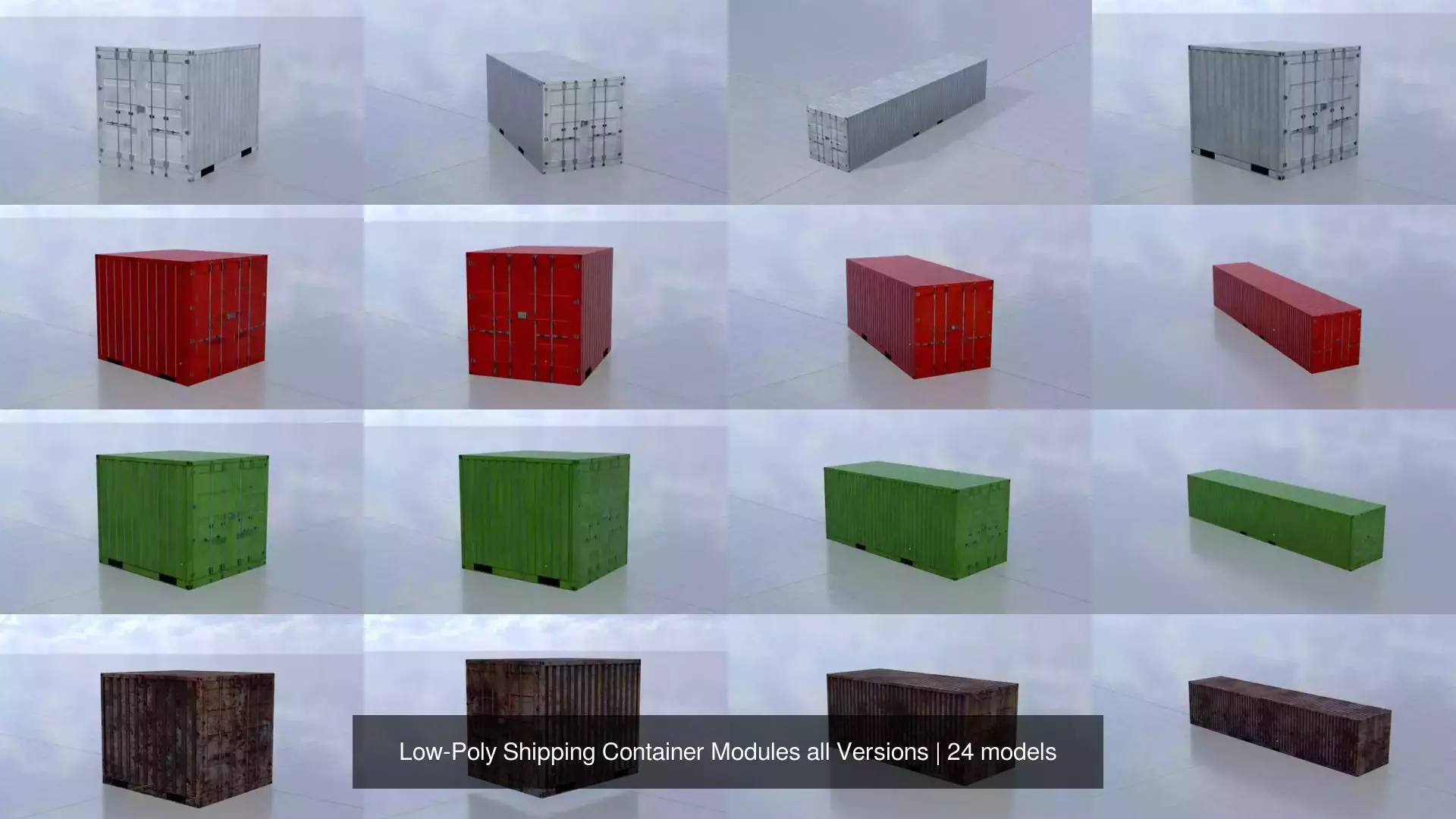 Low-Poly Shipping Container Modules all Versions 3D Model Collection_31
