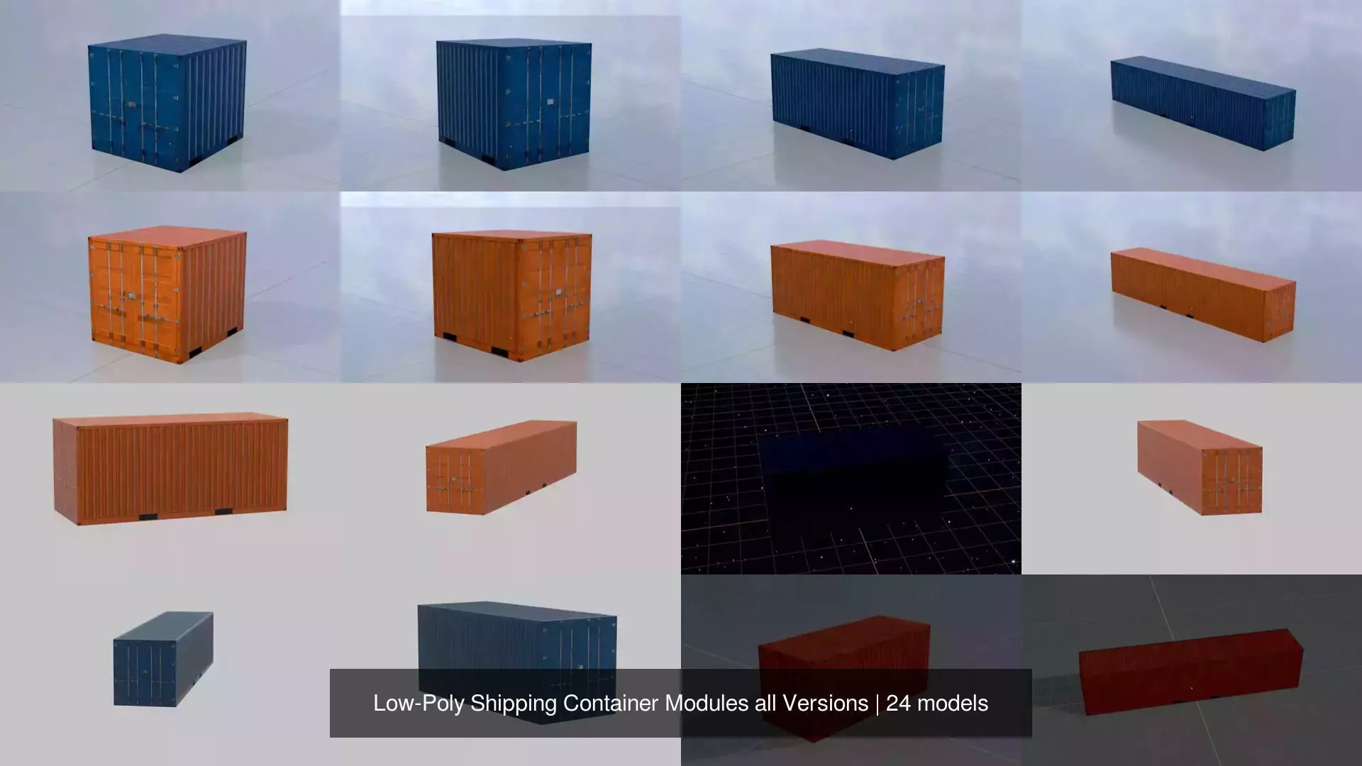 Low-Poly Shipping Container Modules all Versions 3D Model Collection_32