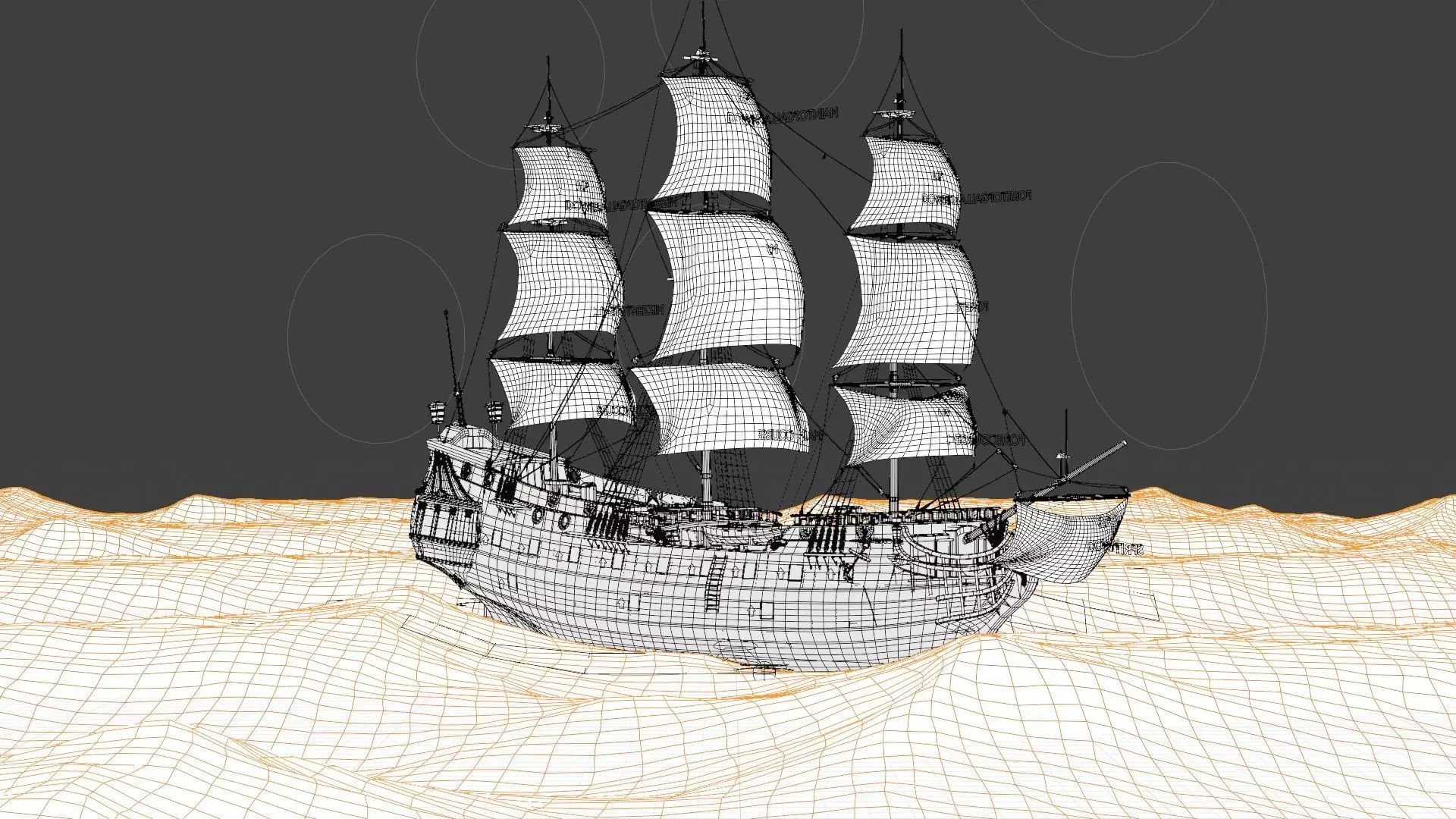 Pirate Ship In The Middle Of The Ocean 3D model_24