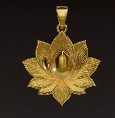 Golden Lotus Flower Pendant 3D print model_2