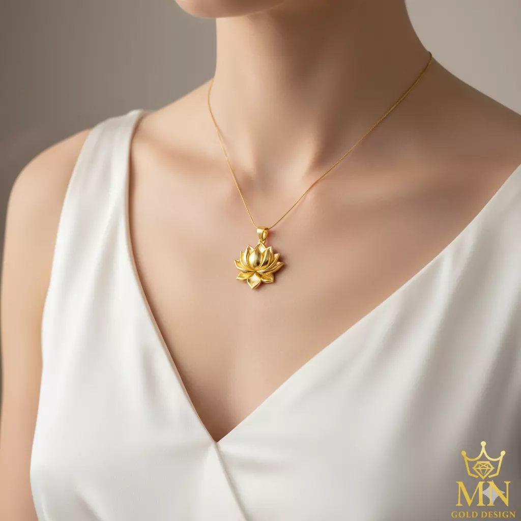 Golden Lotus Flower Pendant 3D print model_0