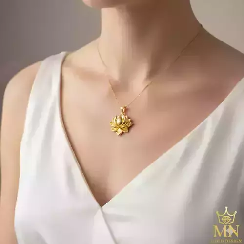 Golden Lotus Flower Pendant
