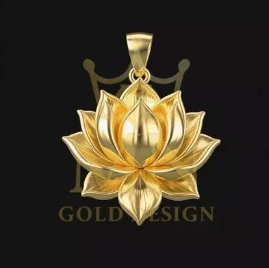 Golden Lotus Flower Pendant 3D print model_1
