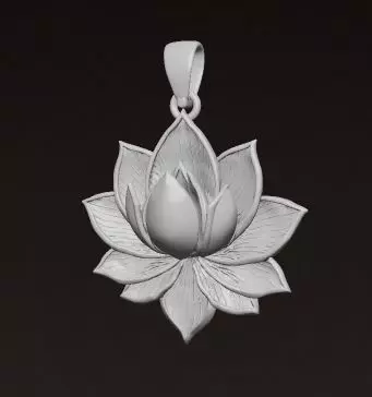 Golden Lotus Flower Pendant 3D print model_8