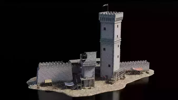 Building Wall Tower Medieval 3D model