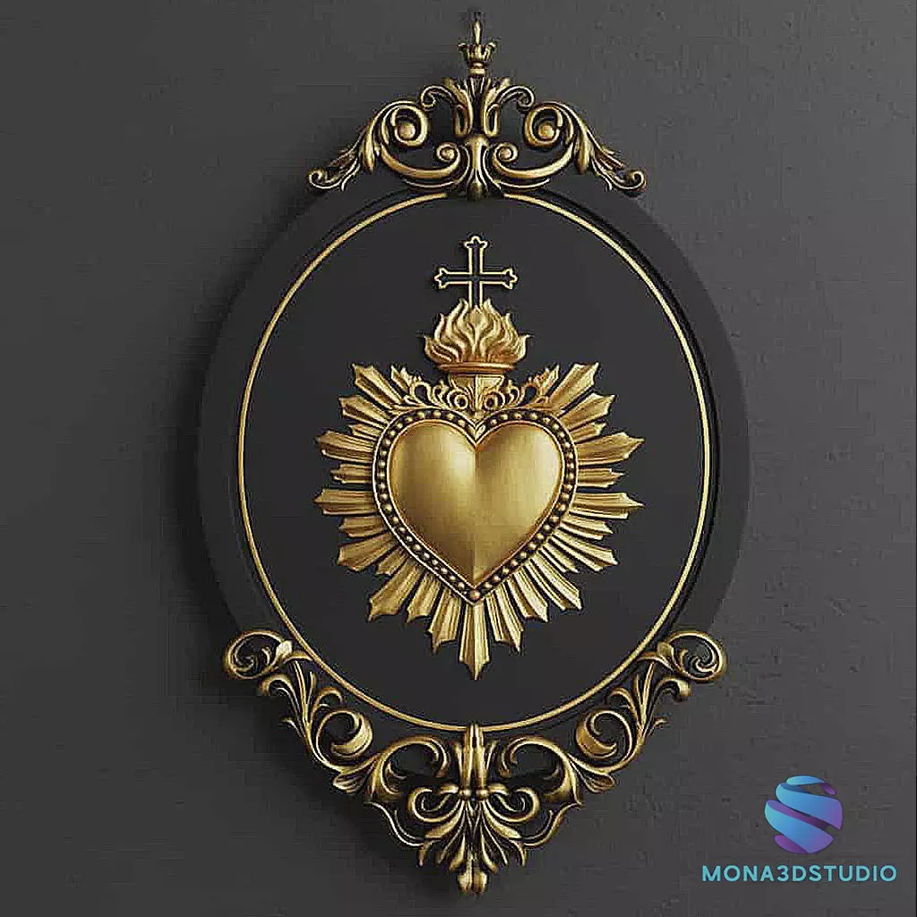 Sacred Heart Baroque Frame 3D - Commercial License 3D print model