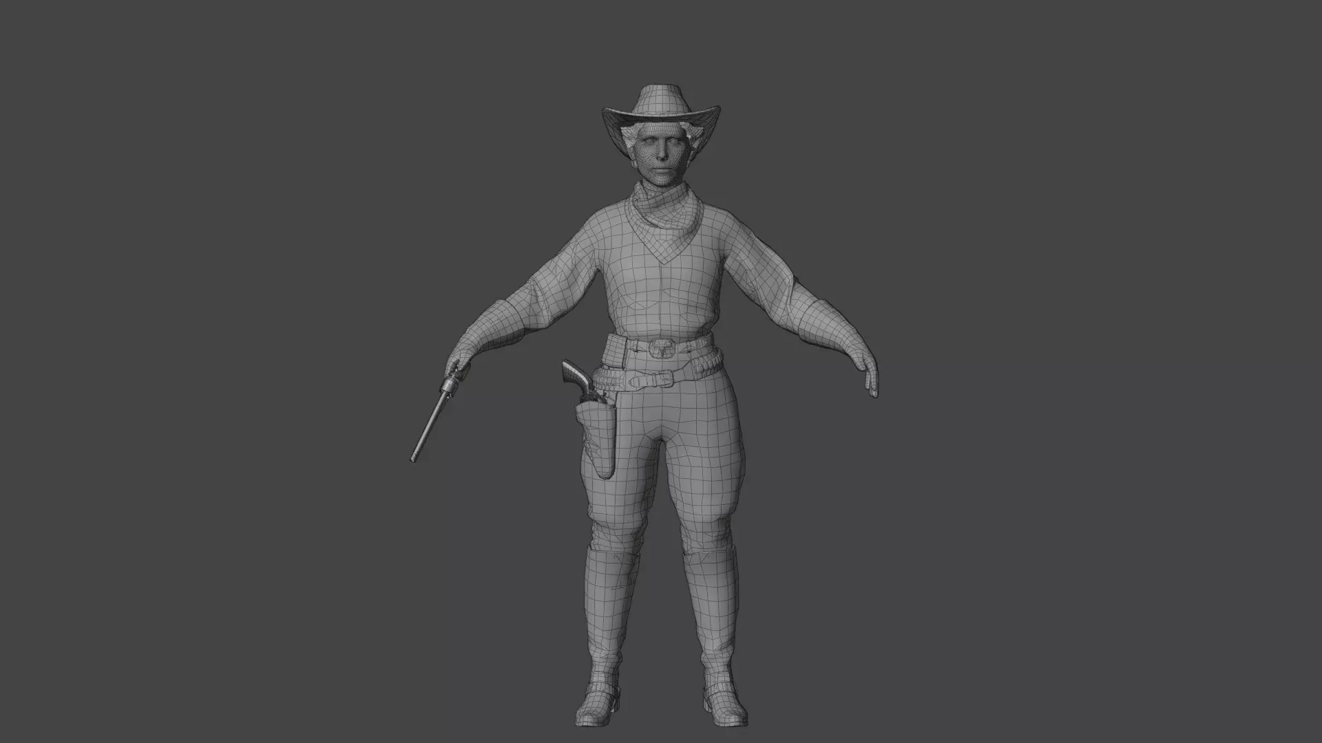 Girl Rigged - Wild West Character Low-poly 3D model_7