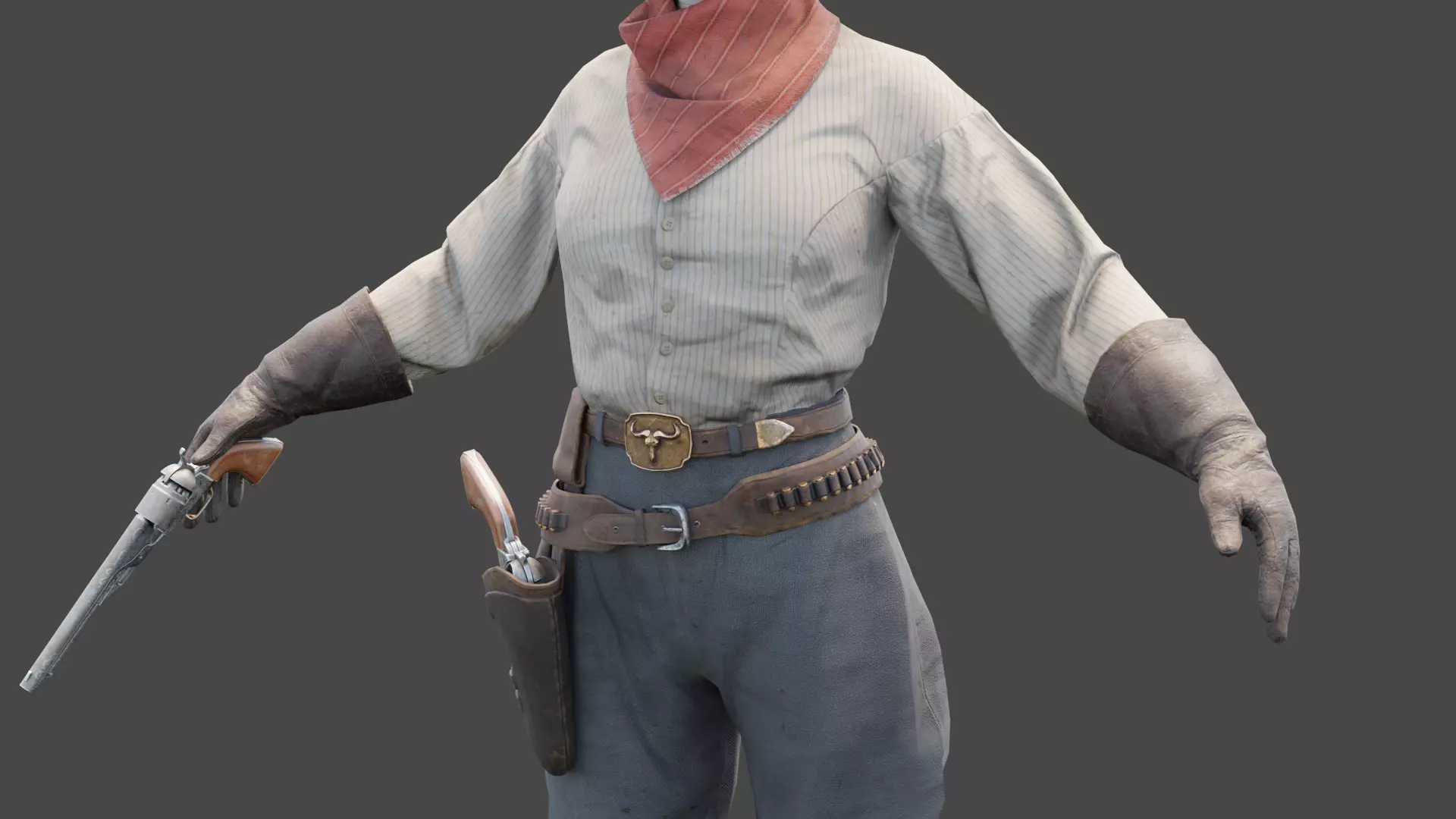 Girl Rigged - Wild West Character Low-poly 3D model_4