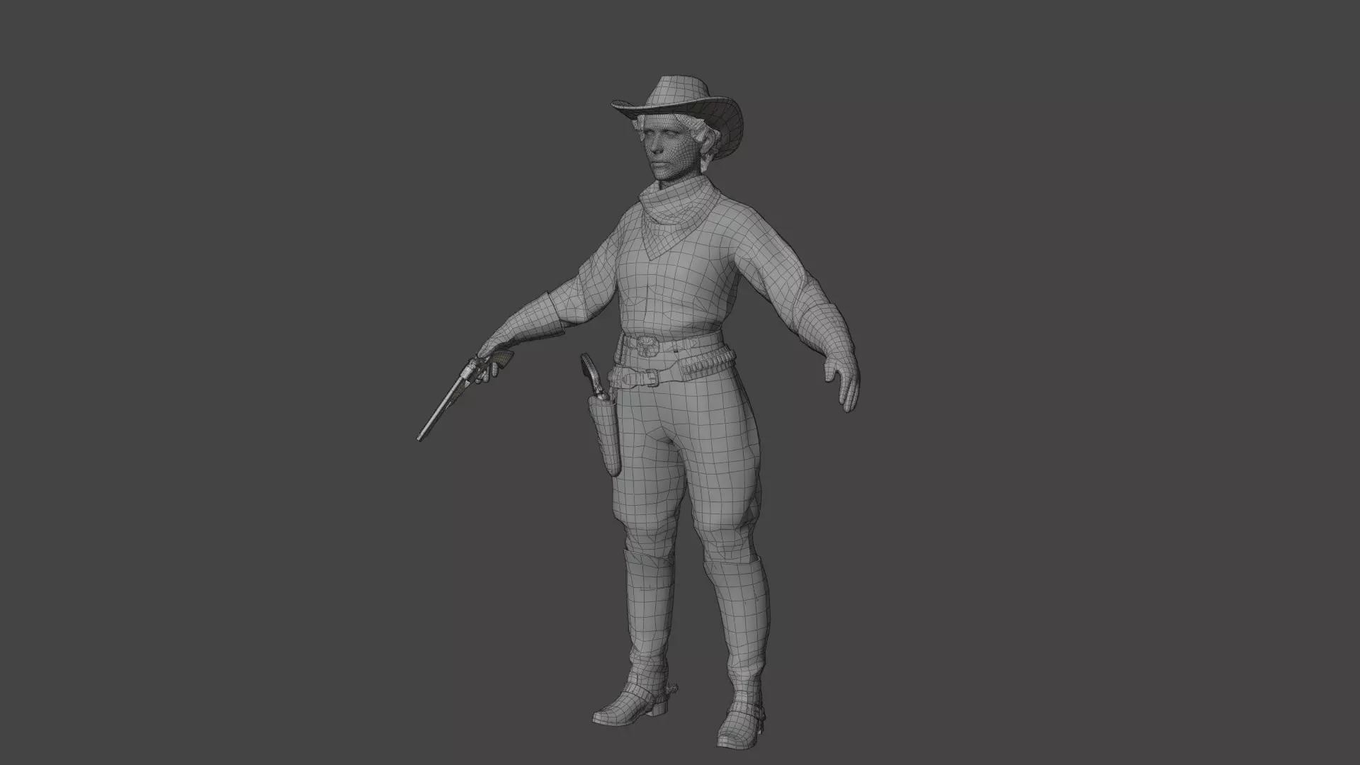 Girl Rigged - Wild West Character Low-poly 3D model_8