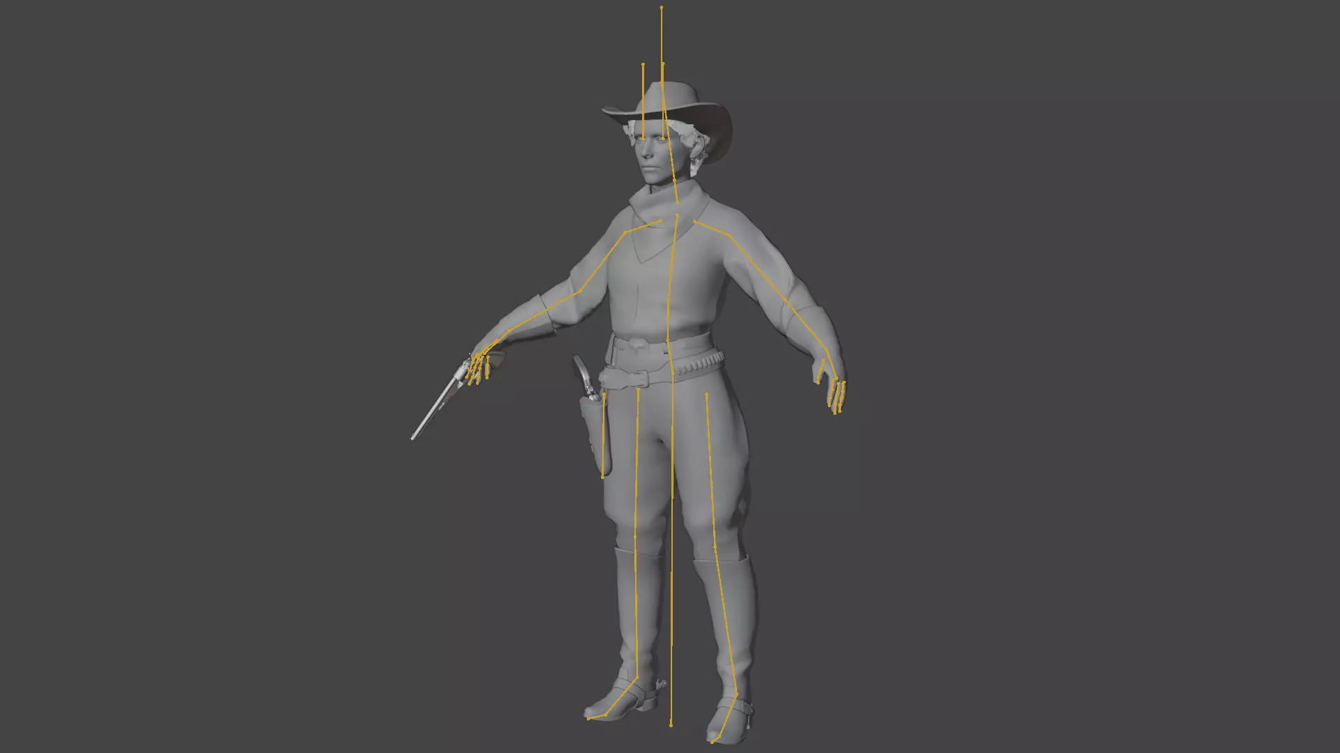 Girl Rigged - Wild West Character Low-poly 3D model_9