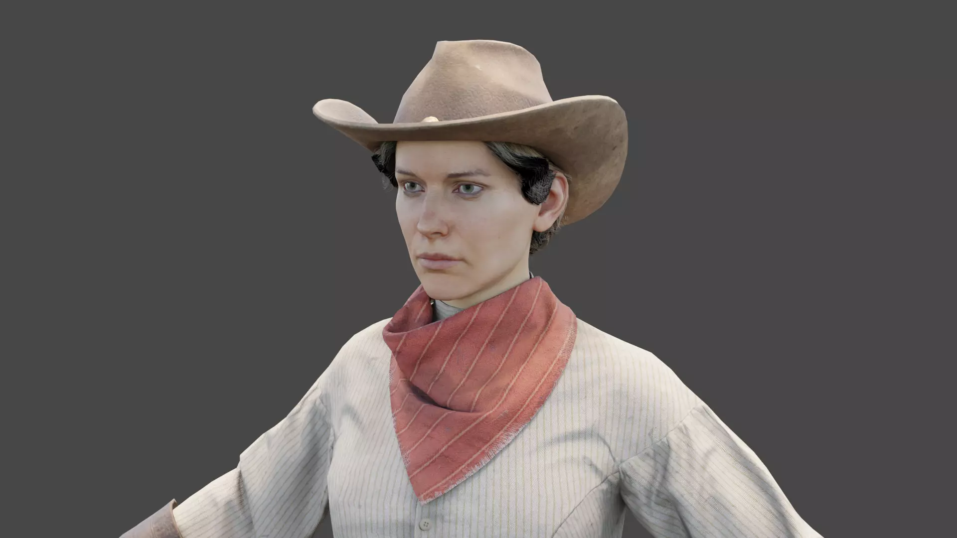 Girl Rigged - Wild West Character Low-poly 3D model_3